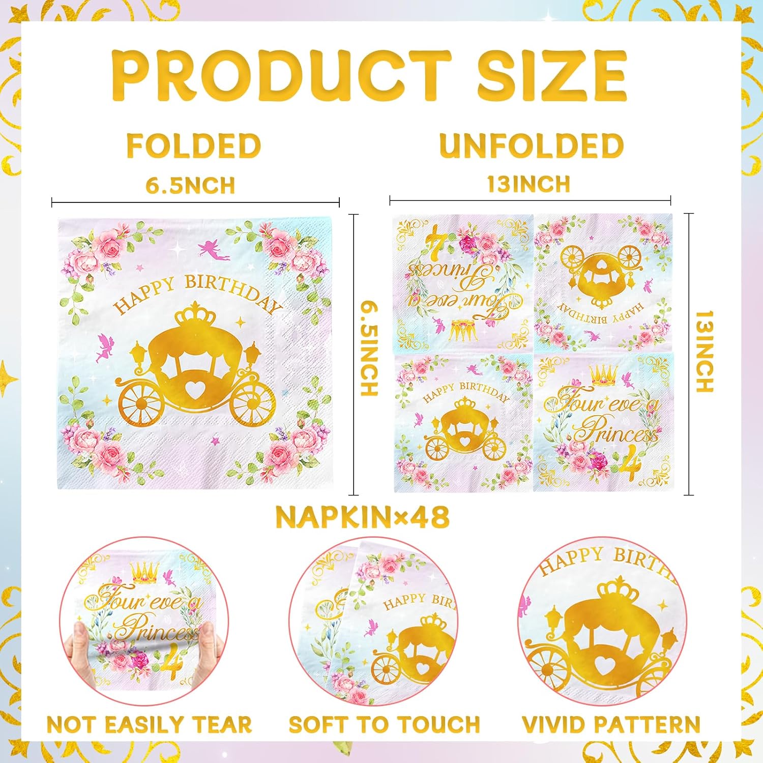 Four Ever A Princess Birthday Napkins Set 48pcs