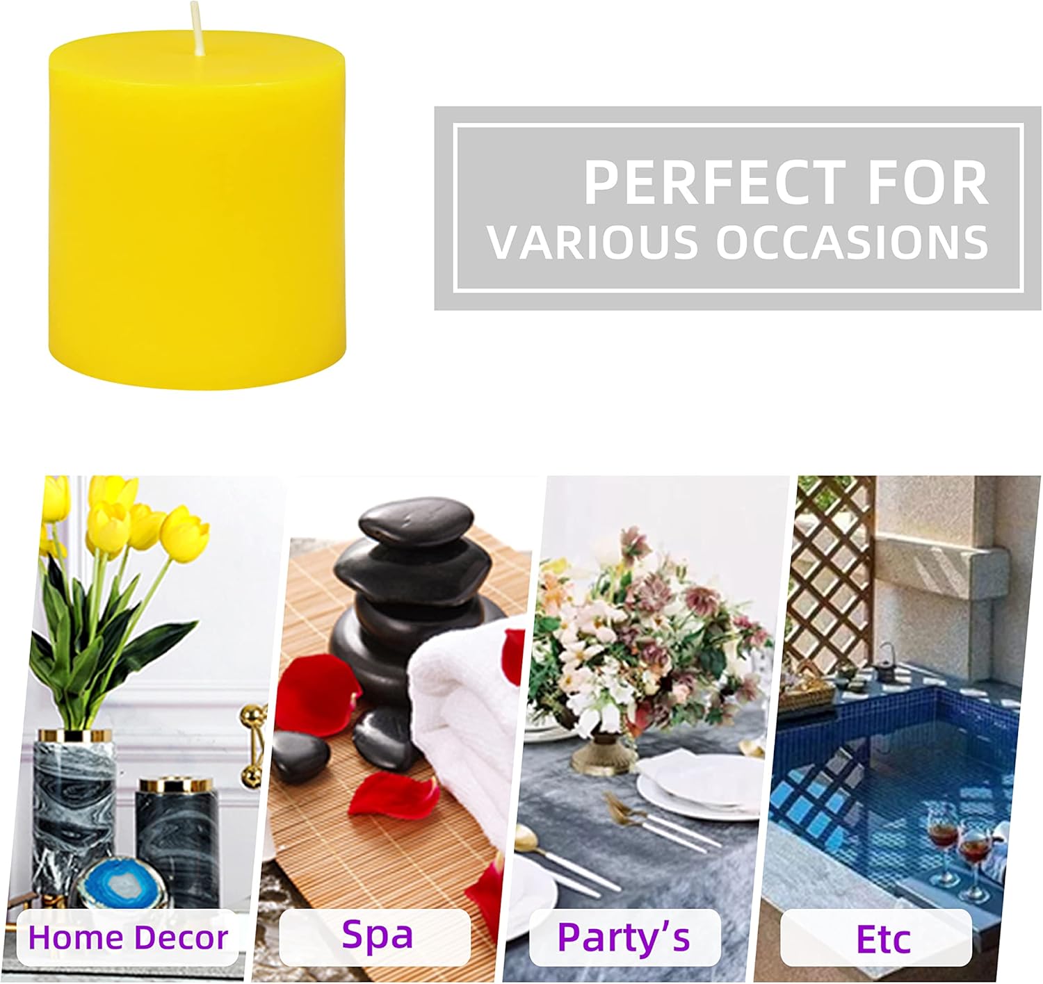 Zest Candle 3 Inch Yellow Pillar Candle