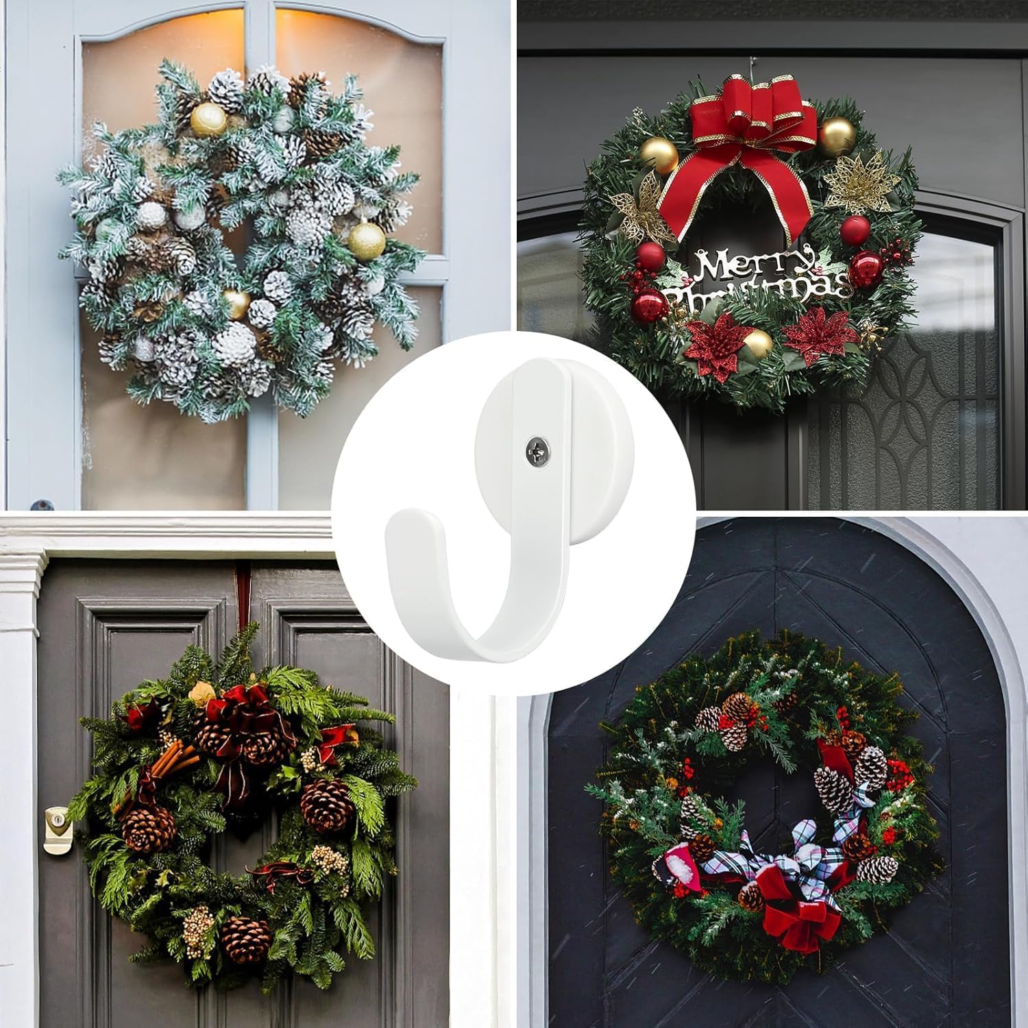2 Pack Magnetic Wreath Hanger for Metal Doors Black and White