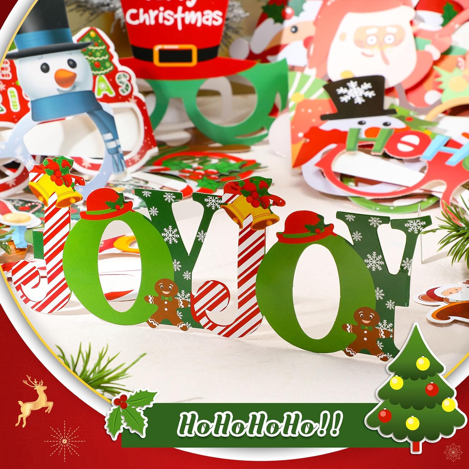 34 Pcs Christmas Glasses Frames Party Decorations