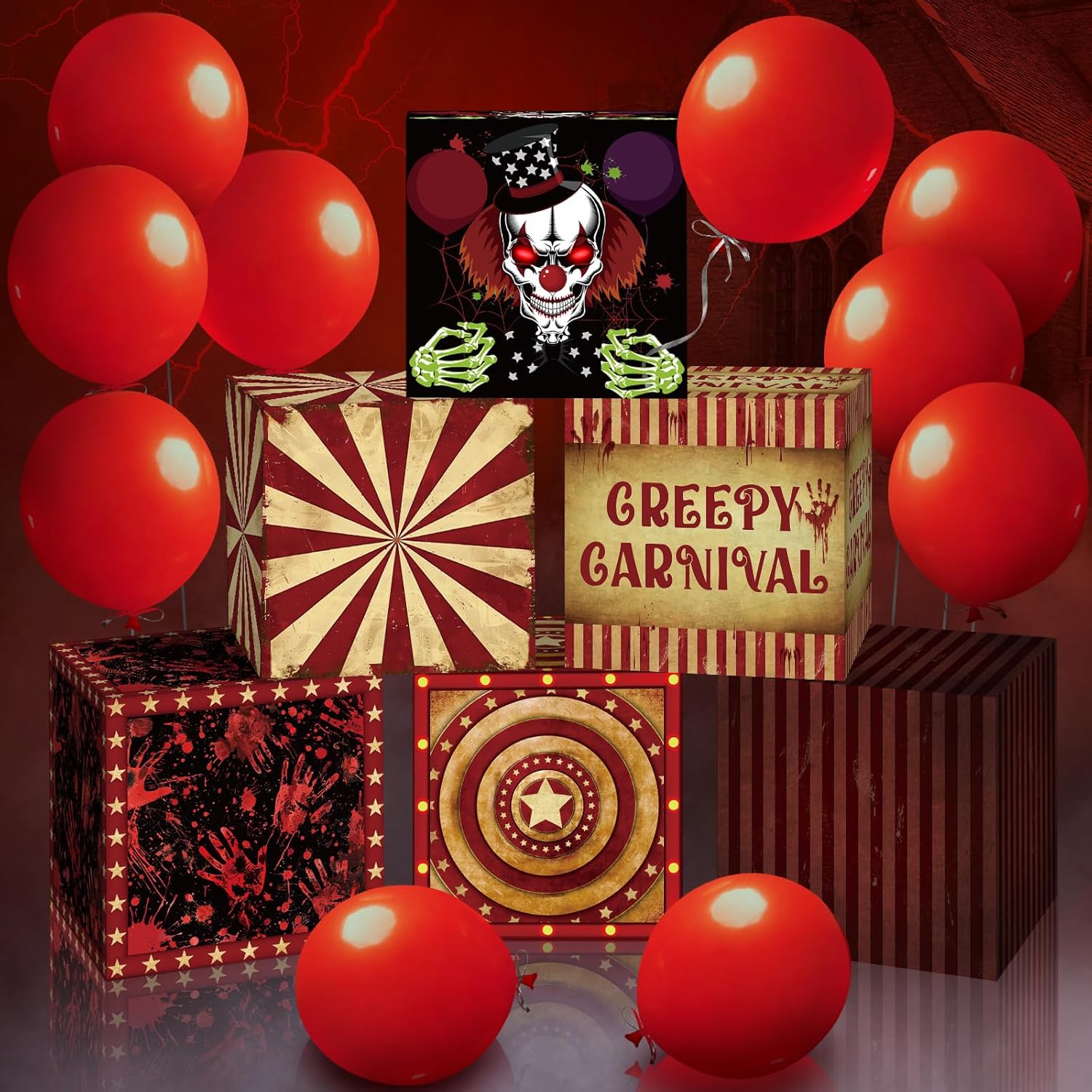 Wettarn 6 Pcs Halloween Circus Clown Decorations