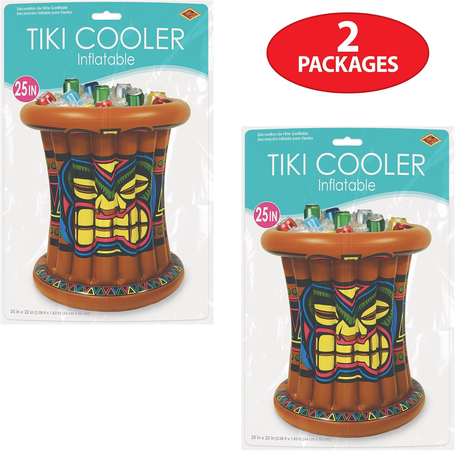 Beistle 2 Piece Inflatable Tiki Coolers Hawaiian Theme