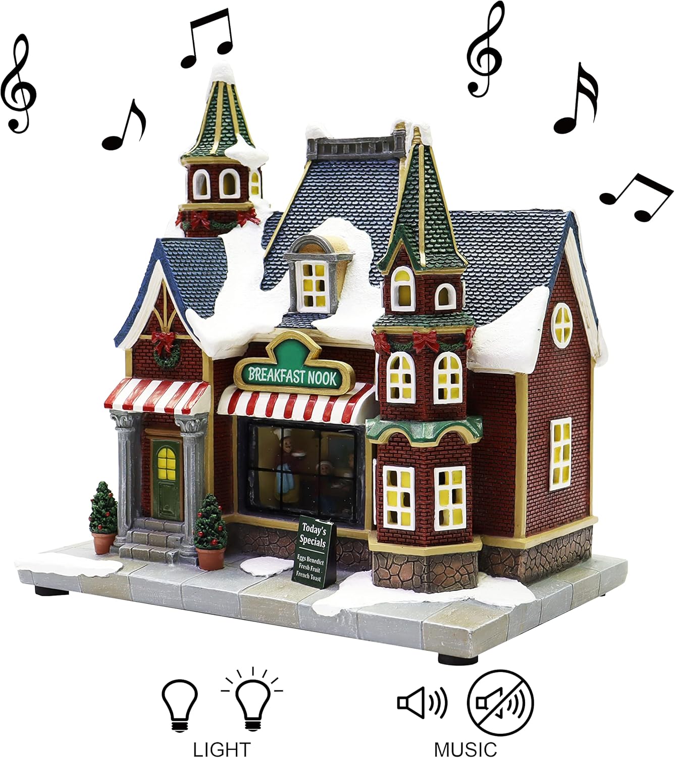 Moments In Time Resin Christmas Village Building with LED Lights and Music
