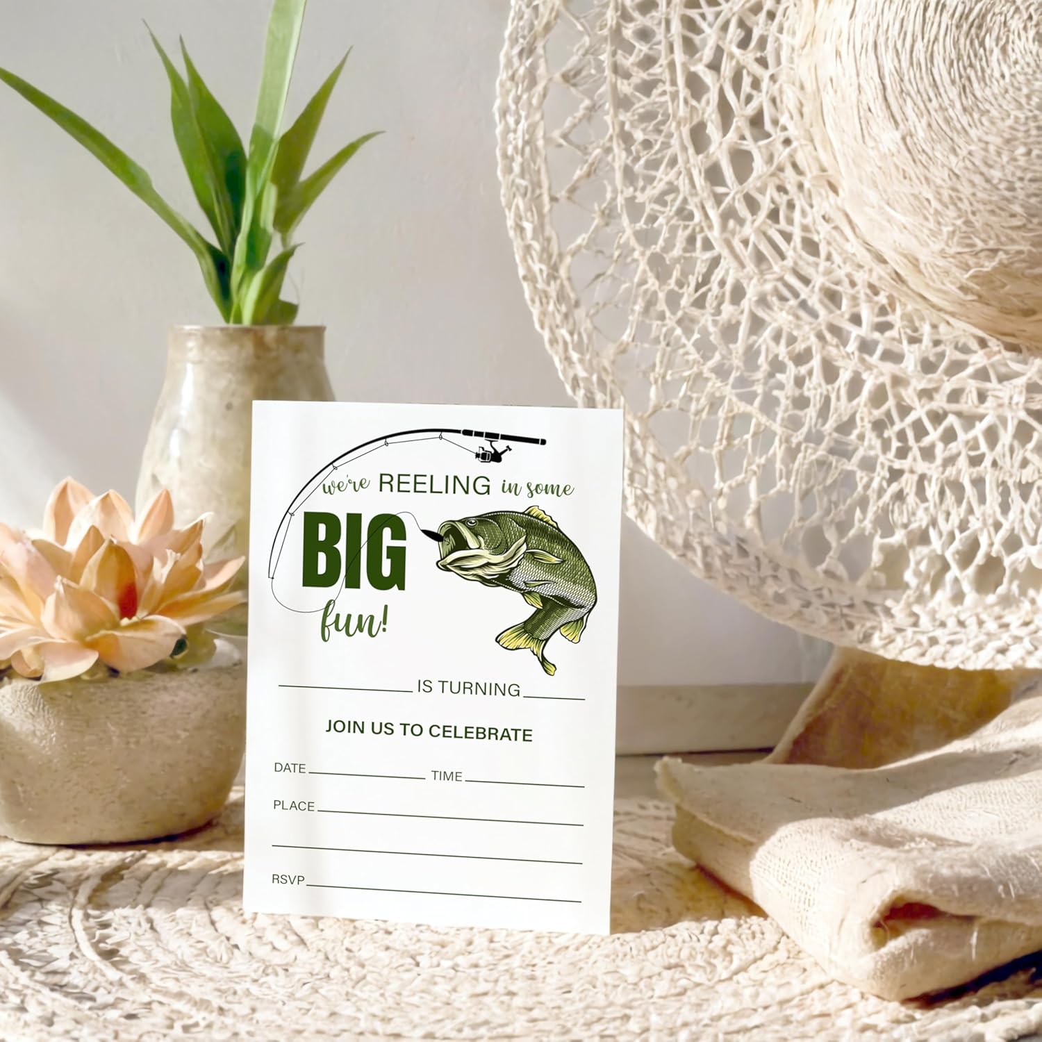 Fishing Theme Birthday Invites with Envelopes Set C03
