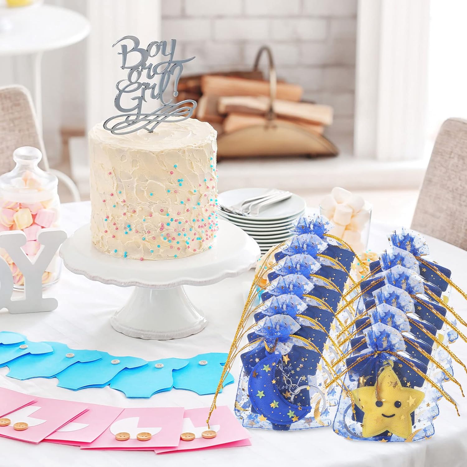 150 Pcs Baby Shower Keychains with Thank You Cards and Organza Bags