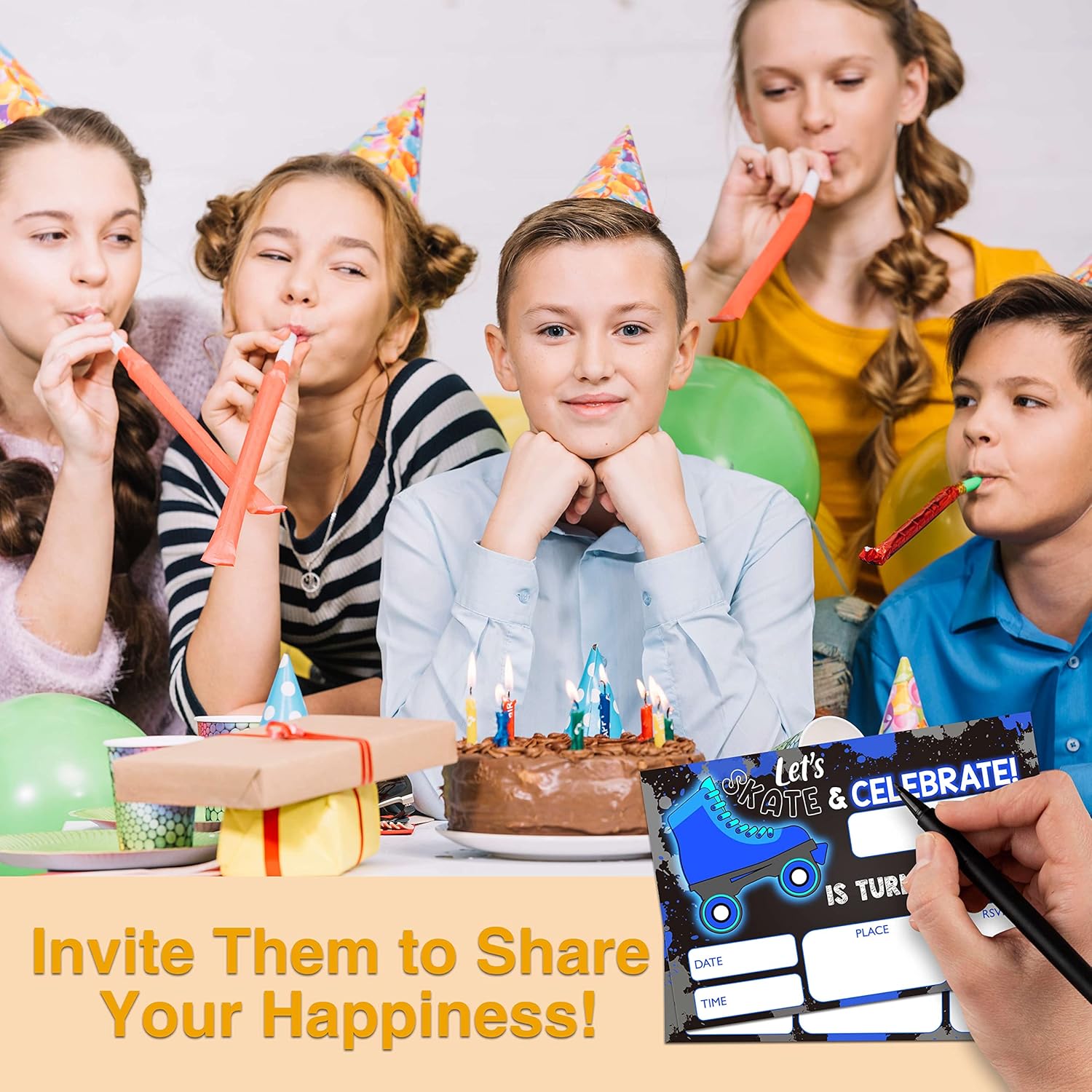 YSTEP Neon Roller Skating Birthday Invites