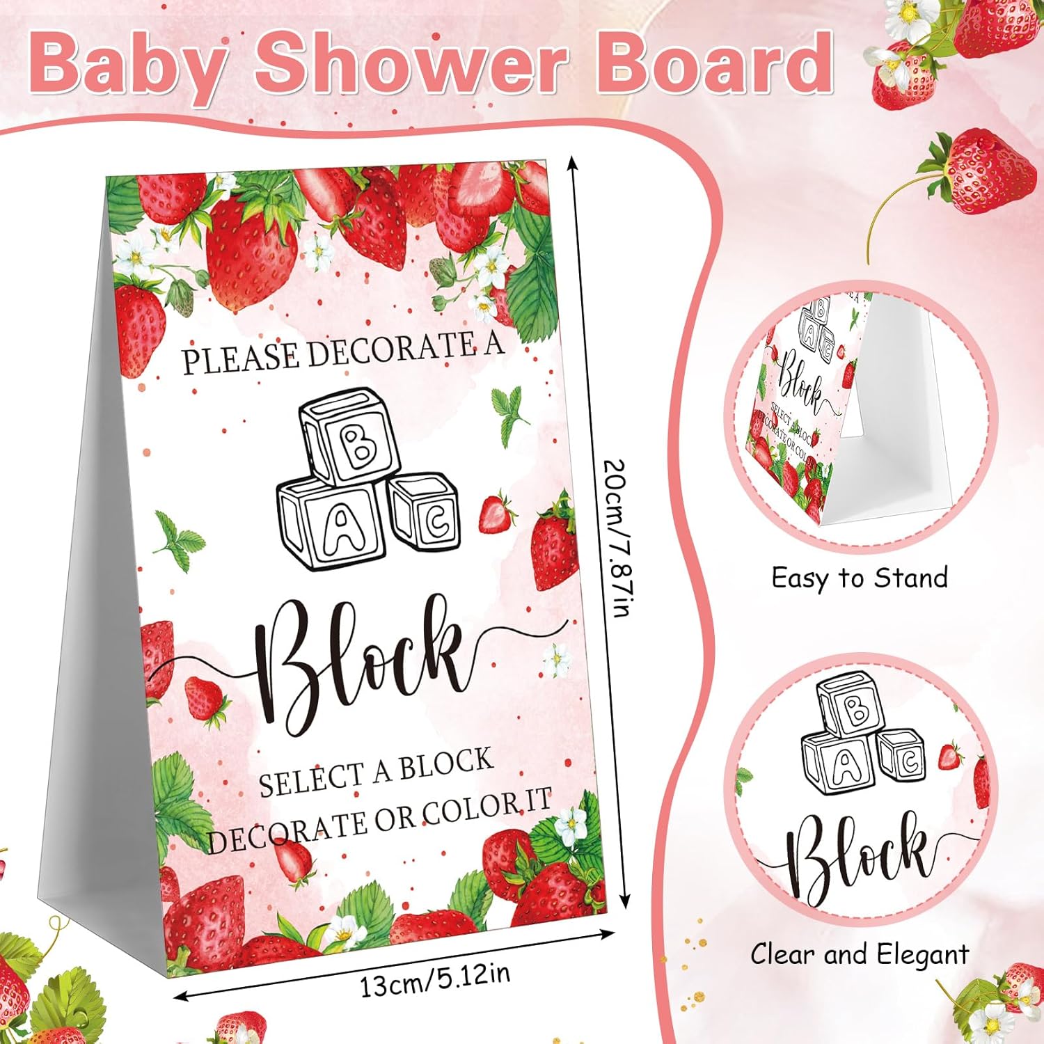 Marsui 136 Pcs Baby Shower Blocks Game Kit Strawberry