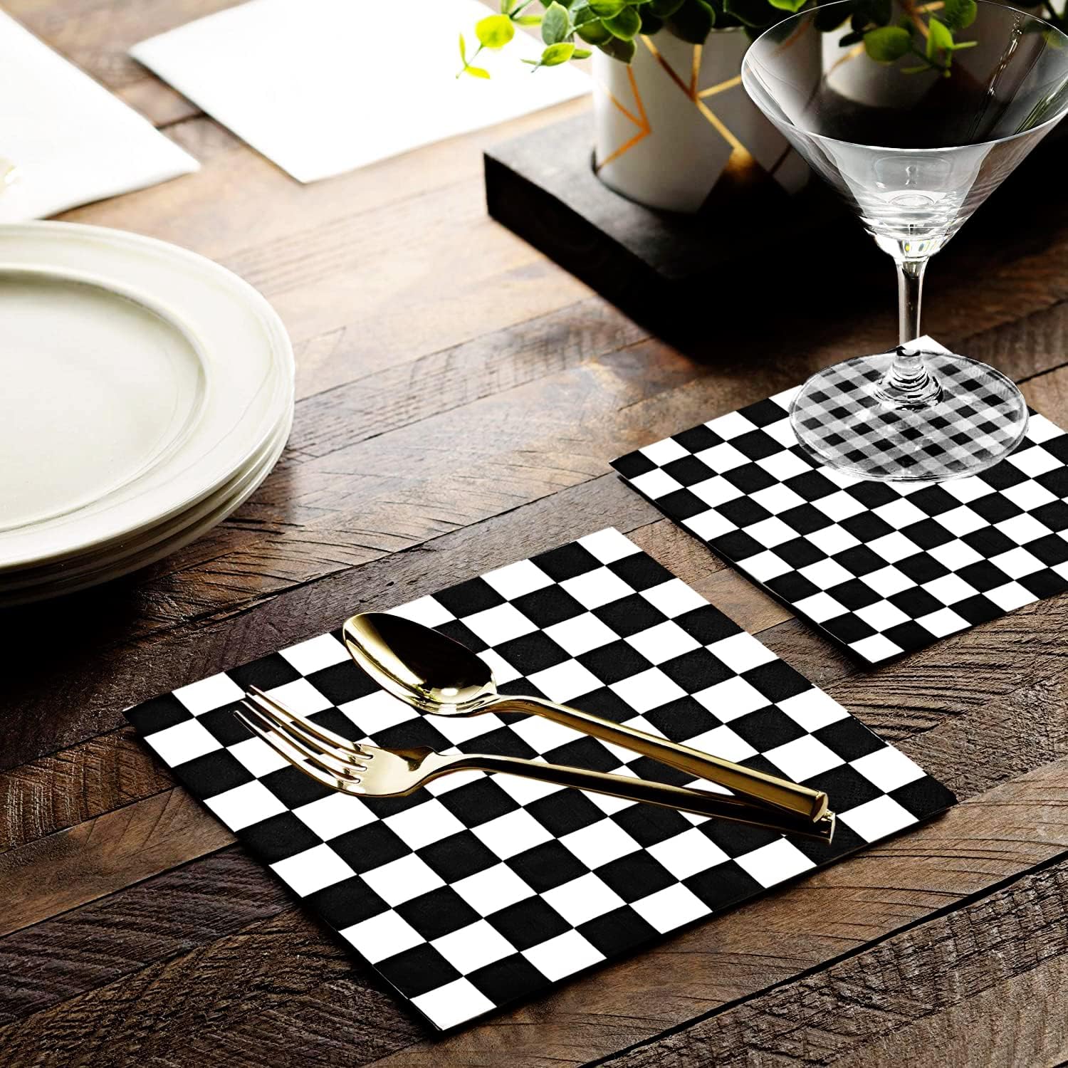 40Pcs Checkered Flag Napkins for Race Themed Party