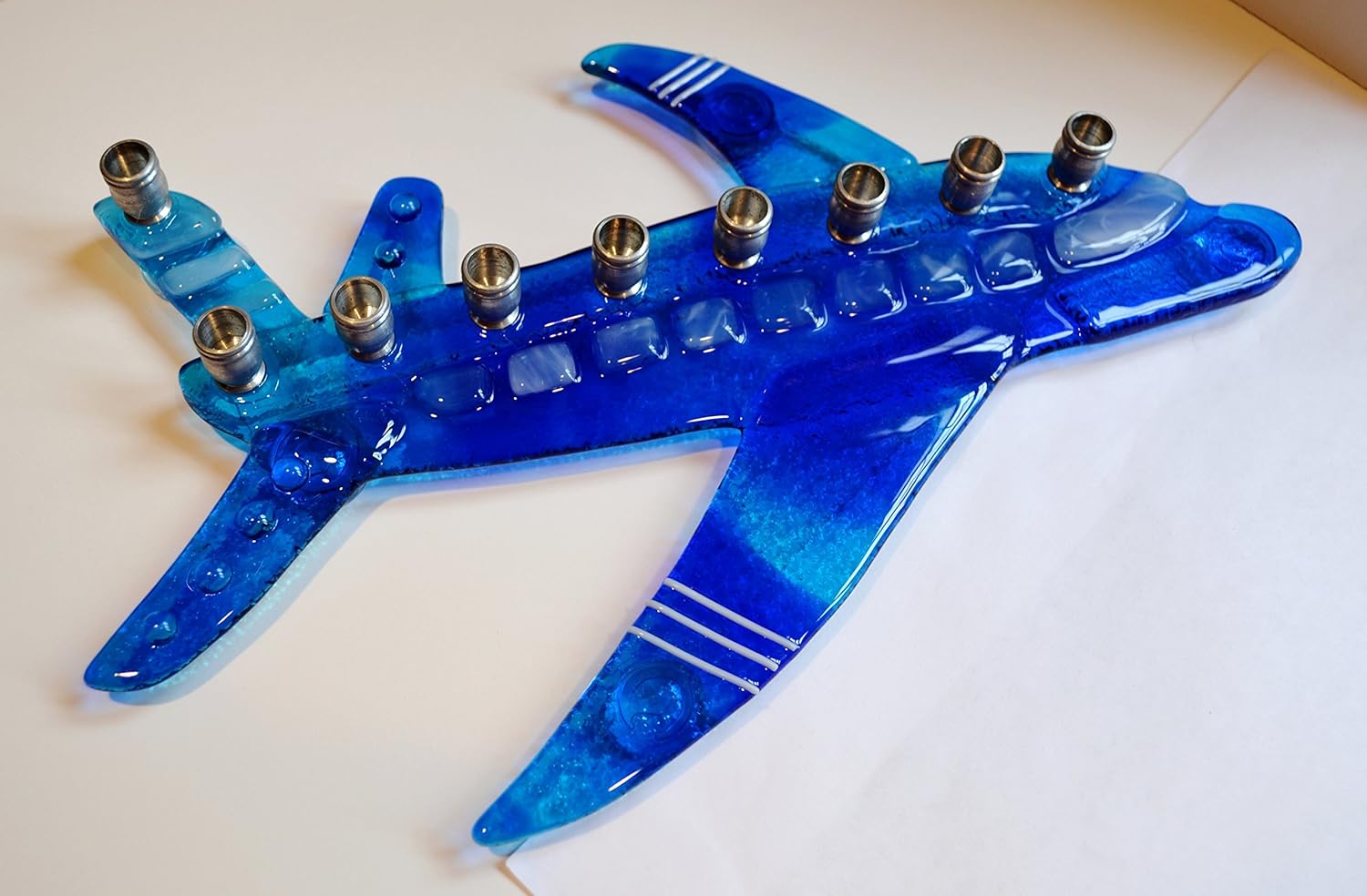 Handmade Airplane Glass Menorah by YafitGlass