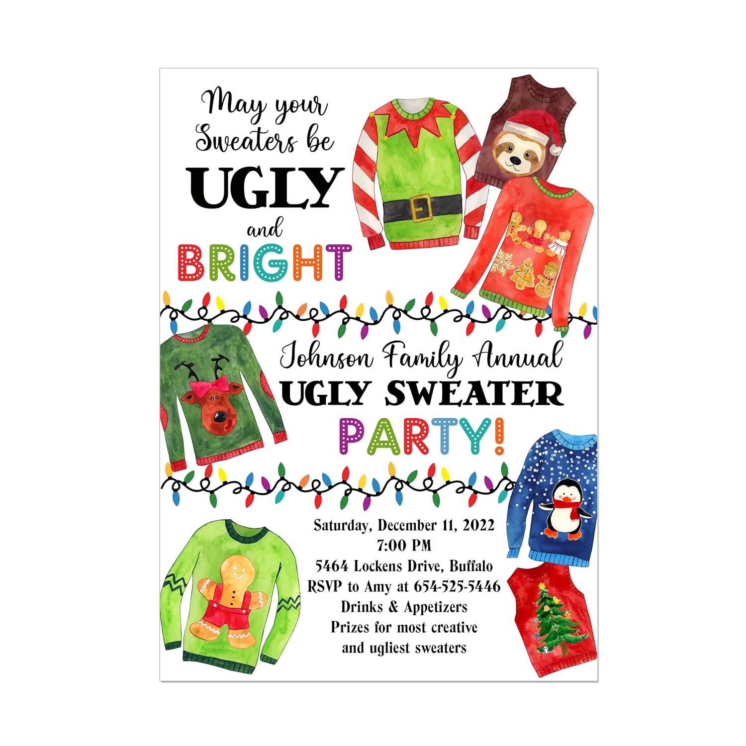 Ugly Sweater Christmas Party Invitation