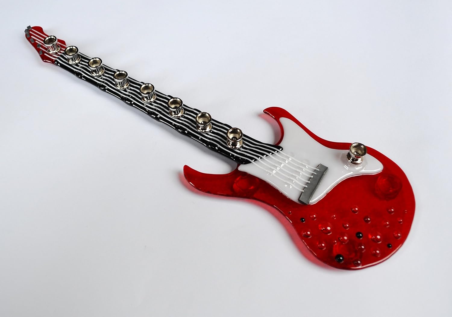 Electric Guitar Glass Menorah Kosher Menorah by YafitGlass
