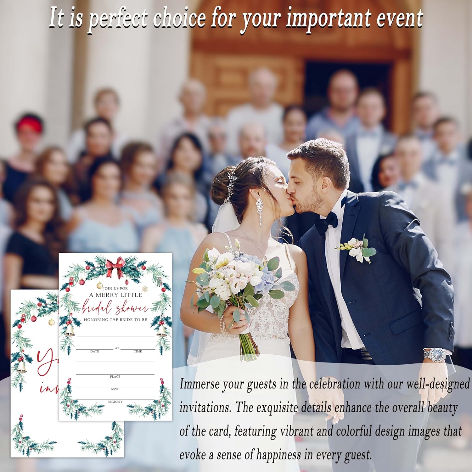 OXRUN Bridal Shower Invites 25 Winter Holiday Cards with Envelopes