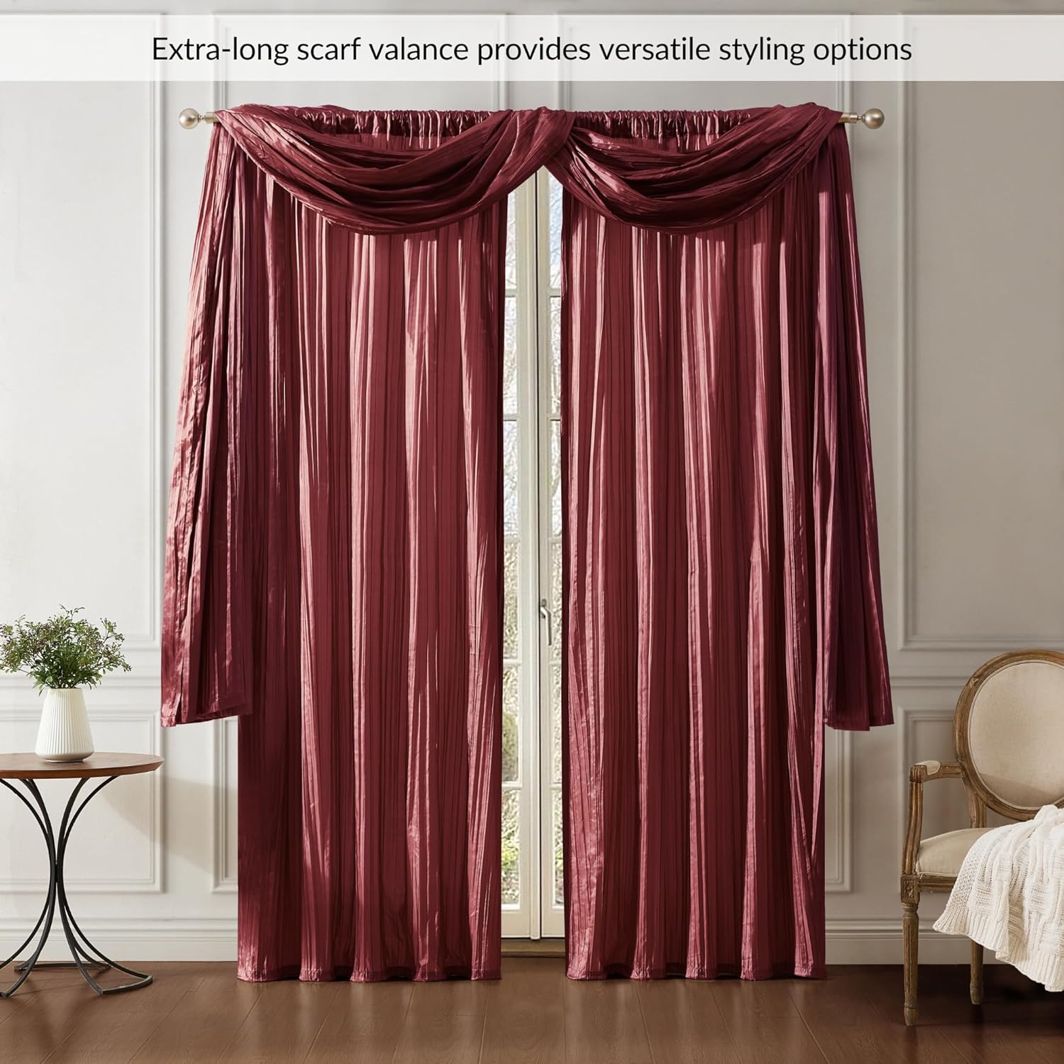 Elrene Home Fashions Athena Faux Crushed Silk Curtain Panel Set