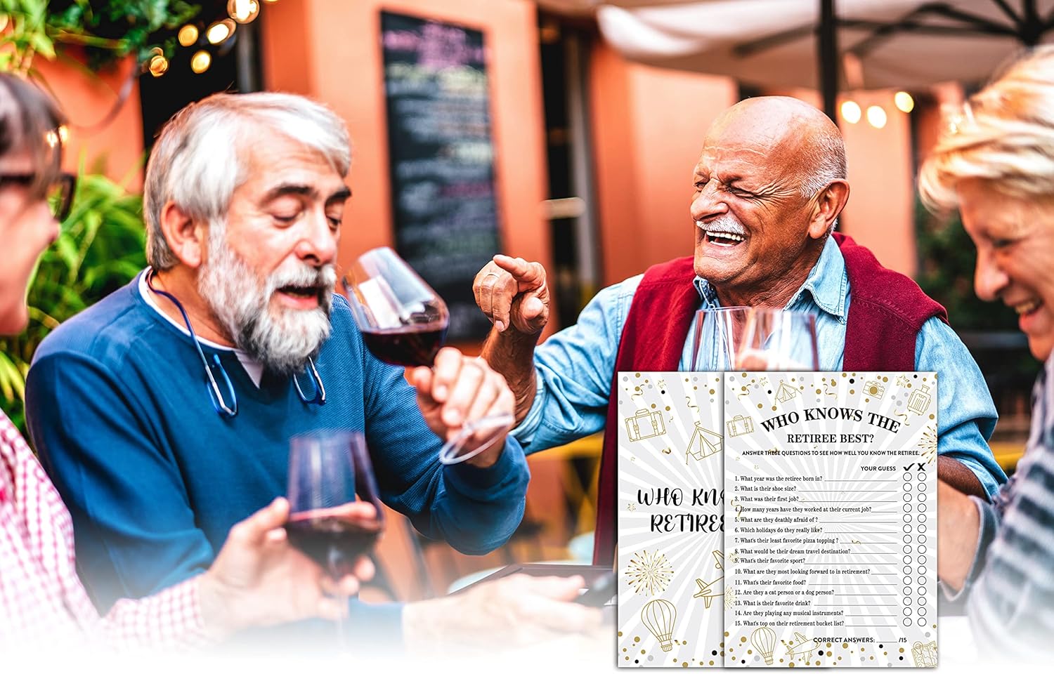 Retirement Party Game Cards with Gold Foil Design - 30 Cards