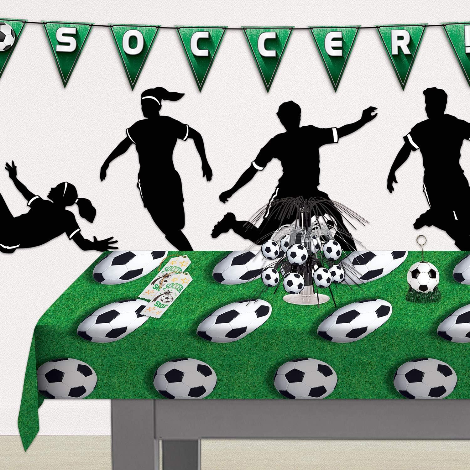 Beistle Soccer Ball Table Cover 54x108