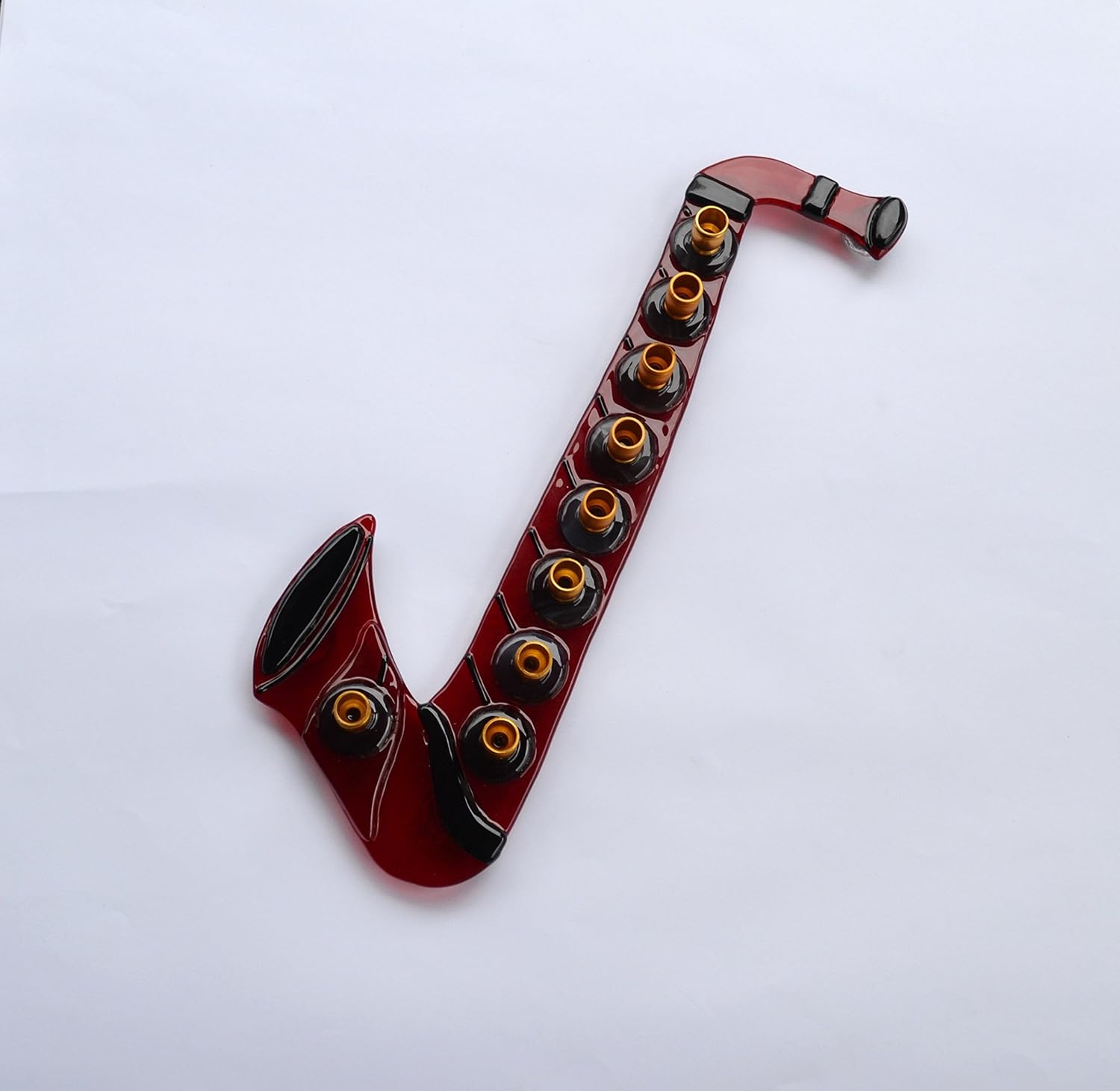 Red Saxophone Glass Menorah by YafitGlass 1