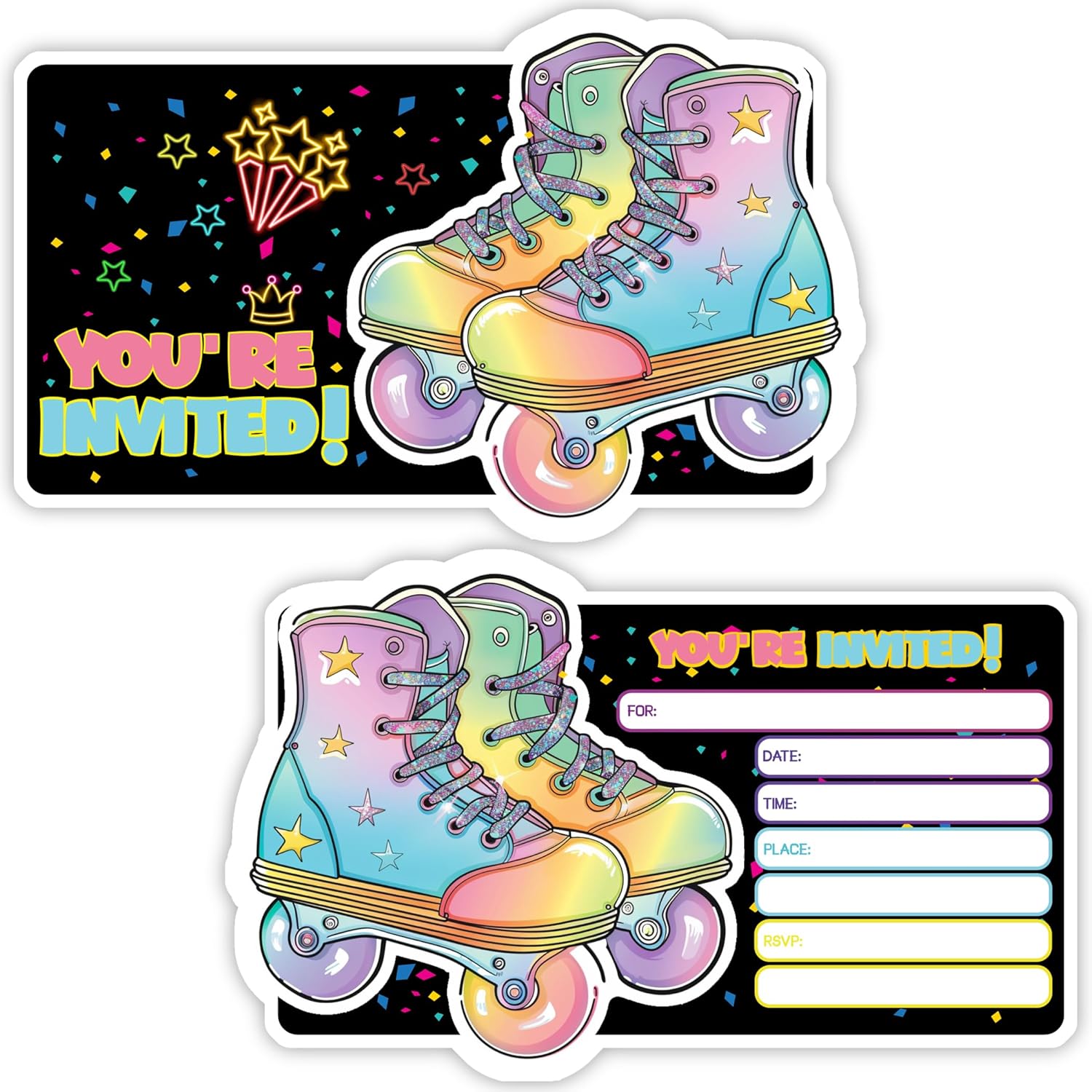 Roller Skating Party Invitation Cards Set of 30