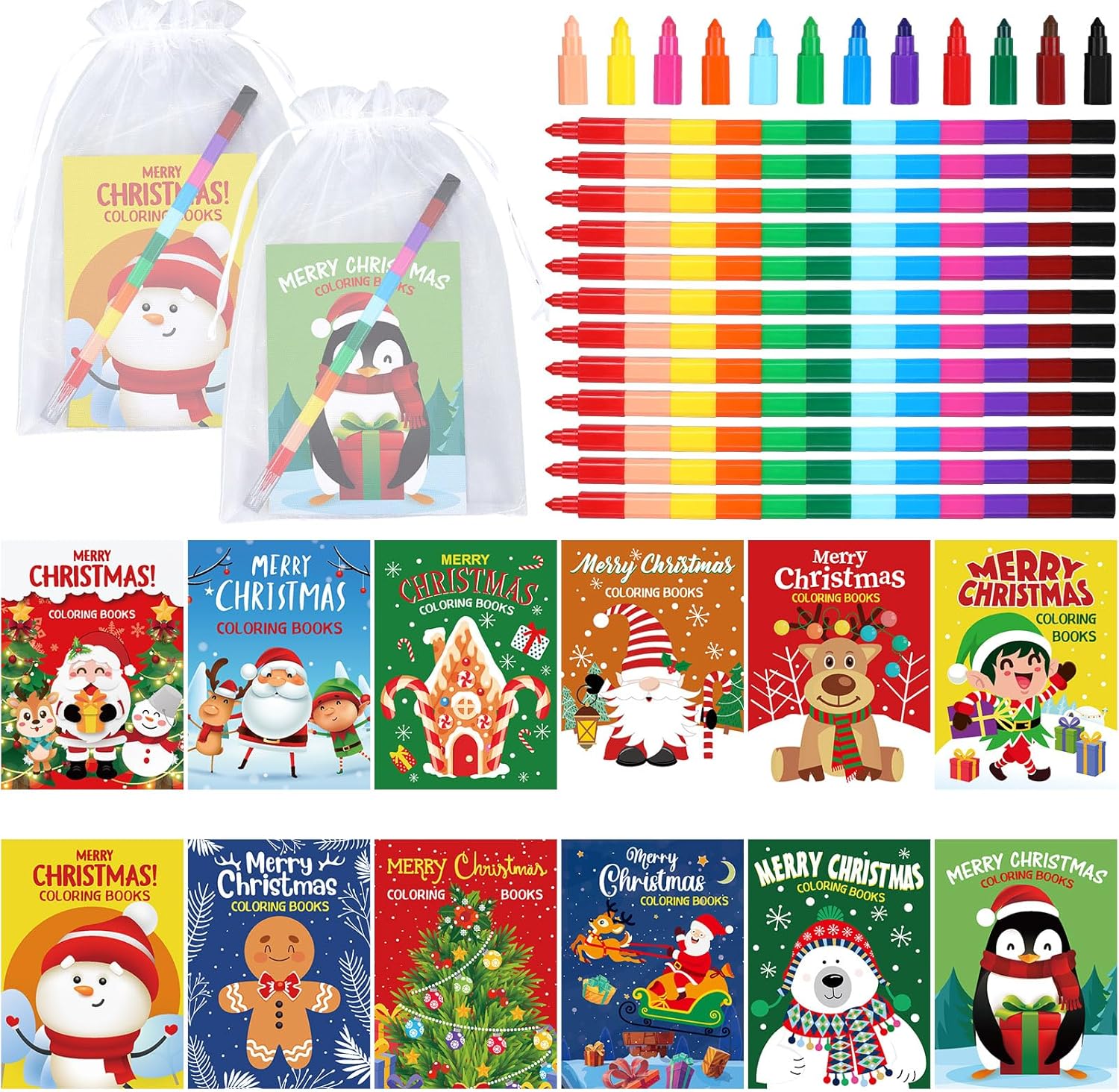Zhanmai 48 Set Christmas Coloring Books Gift Pack