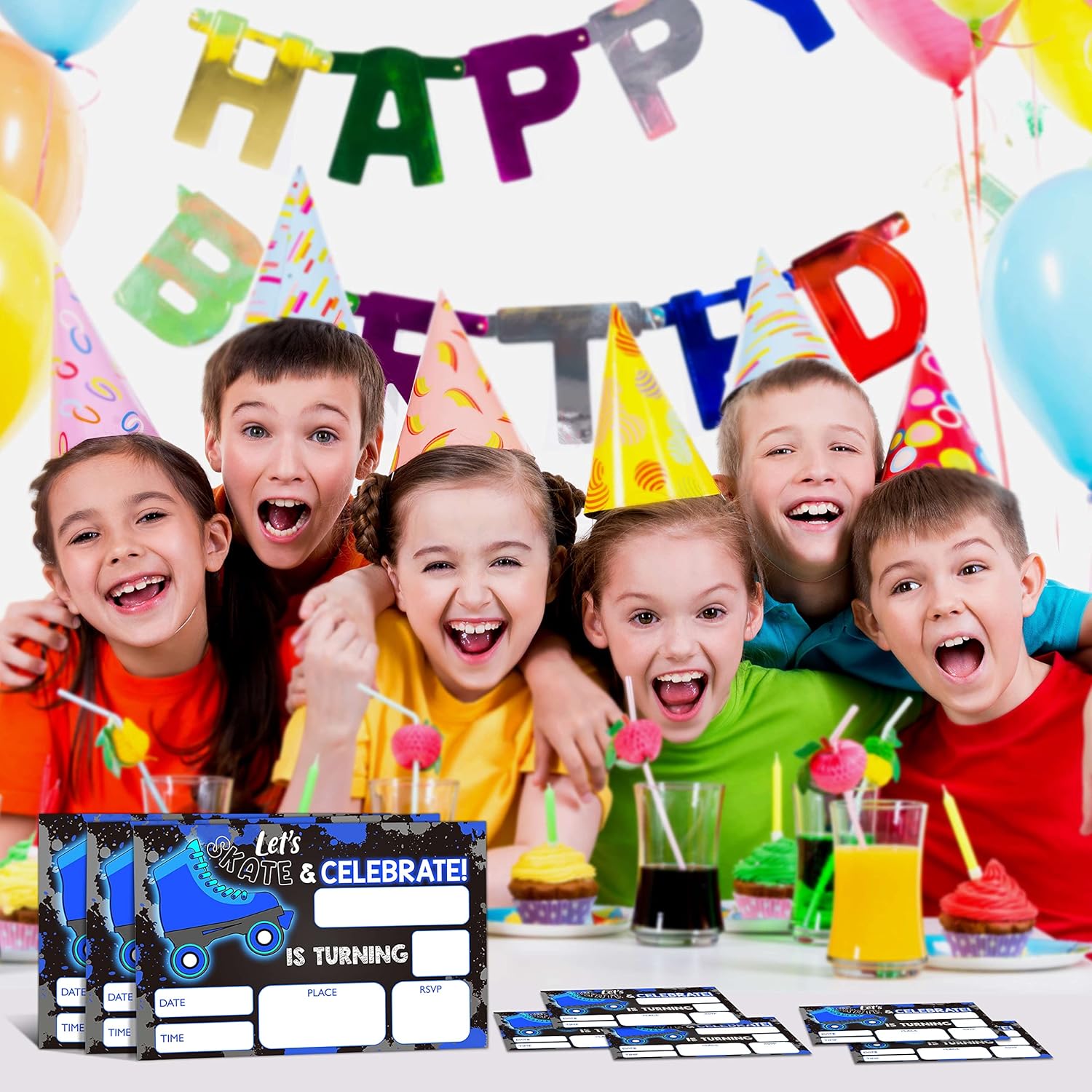 YSTEP Neon Roller Skating Birthday Invites