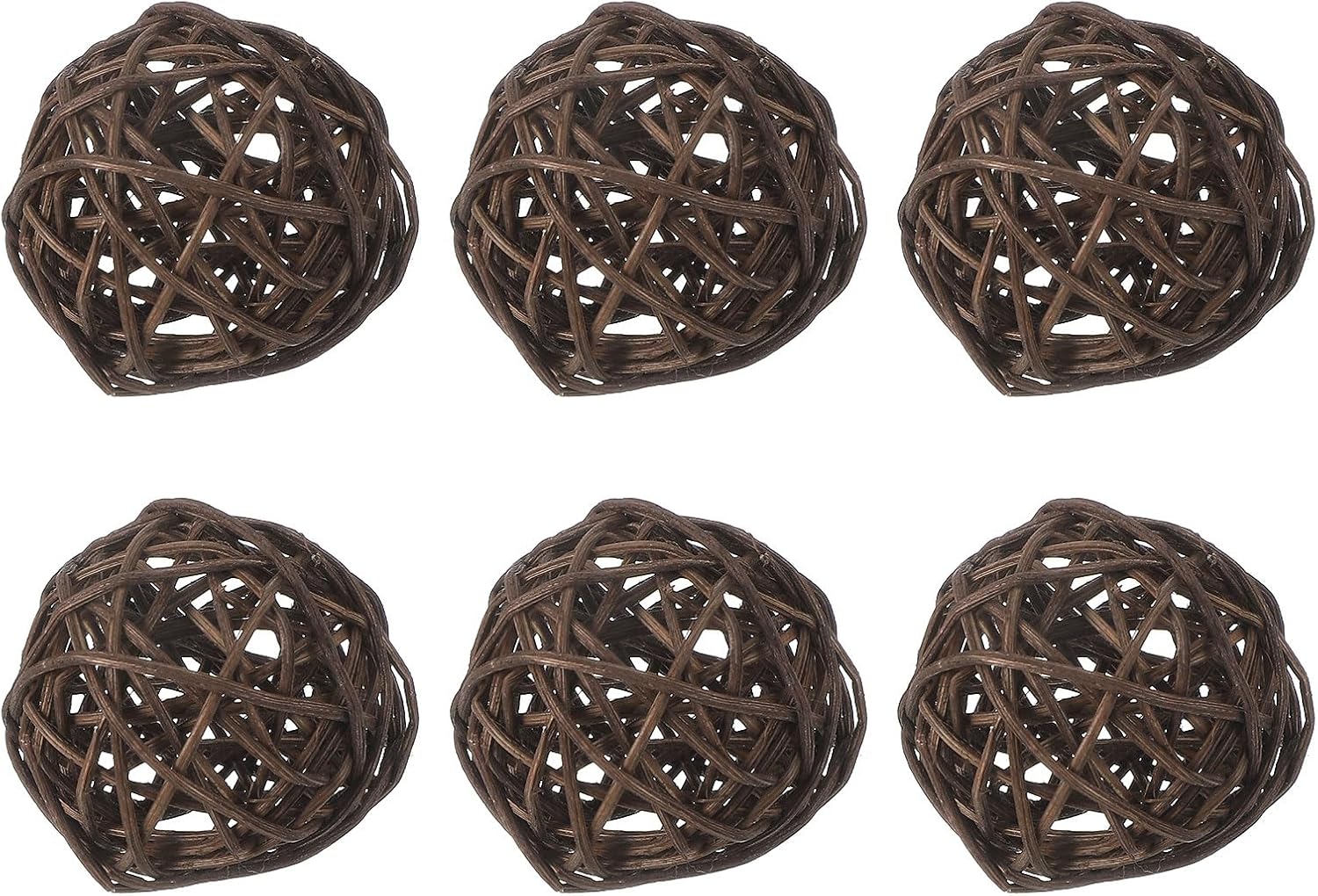 MECCANIXITY 6 Pcs Wicker Rattan Decorative Balls 2 Inch Brown