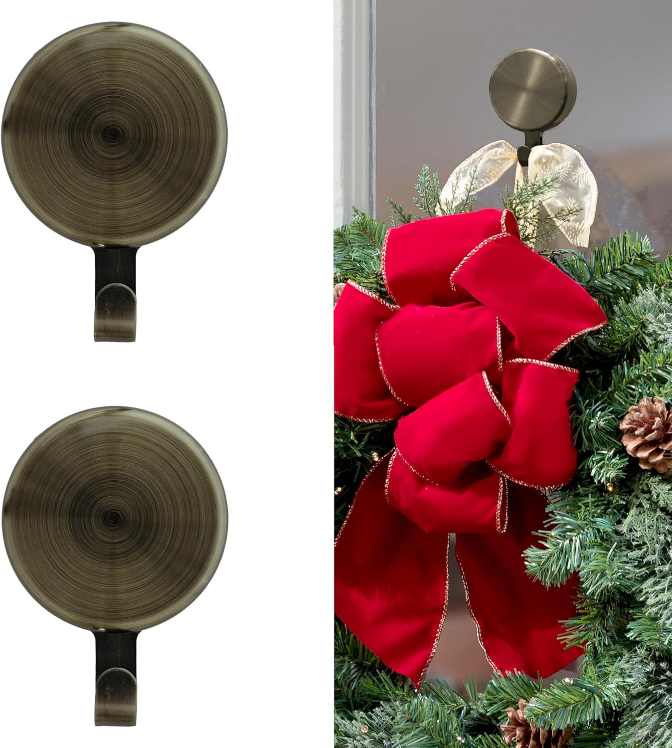 Haute Decor Magnetic Wreath Hanger Set of 2 - Antique Brass