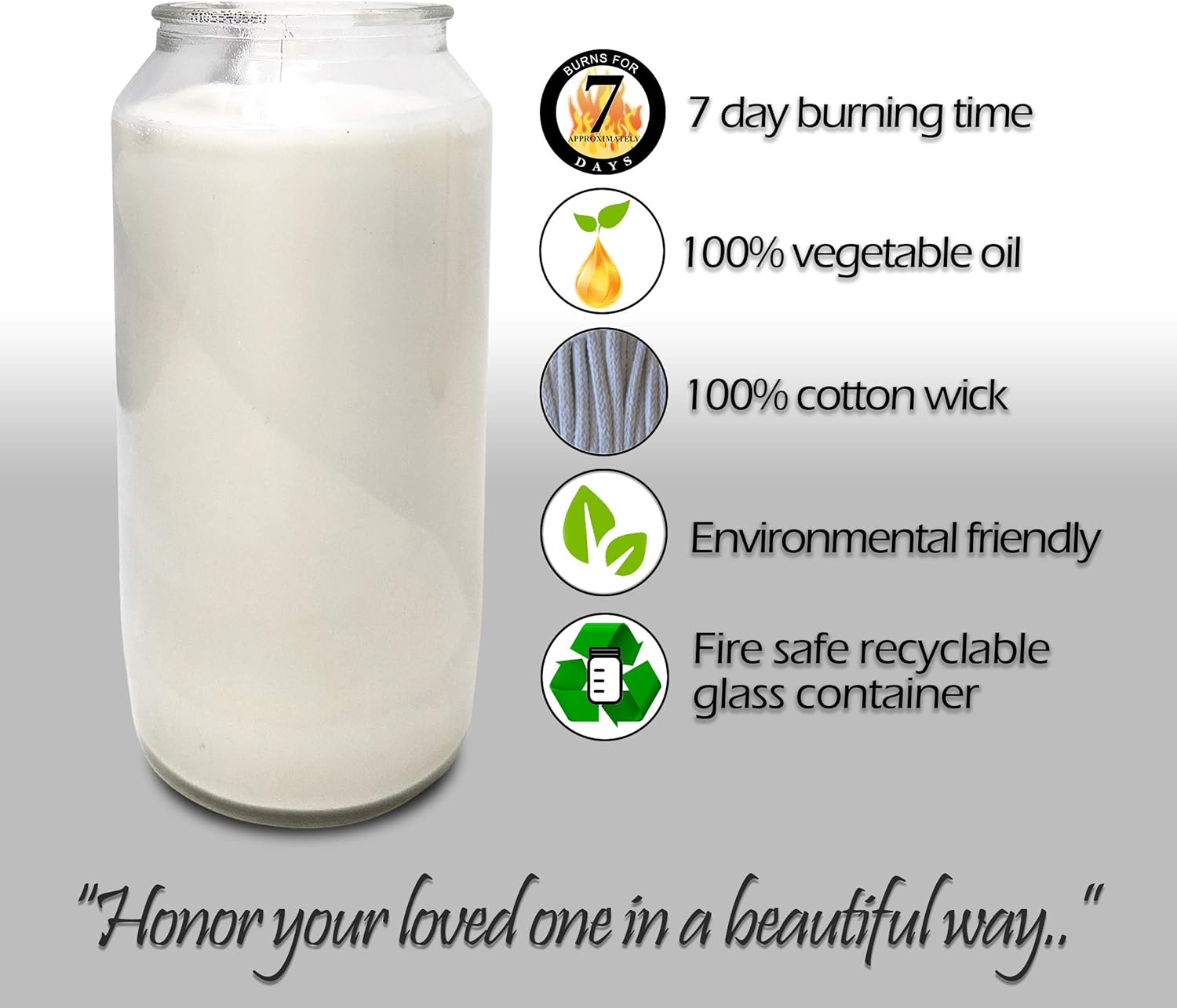 Hyoola 7 Day White Prayer Candle in Glass Jar