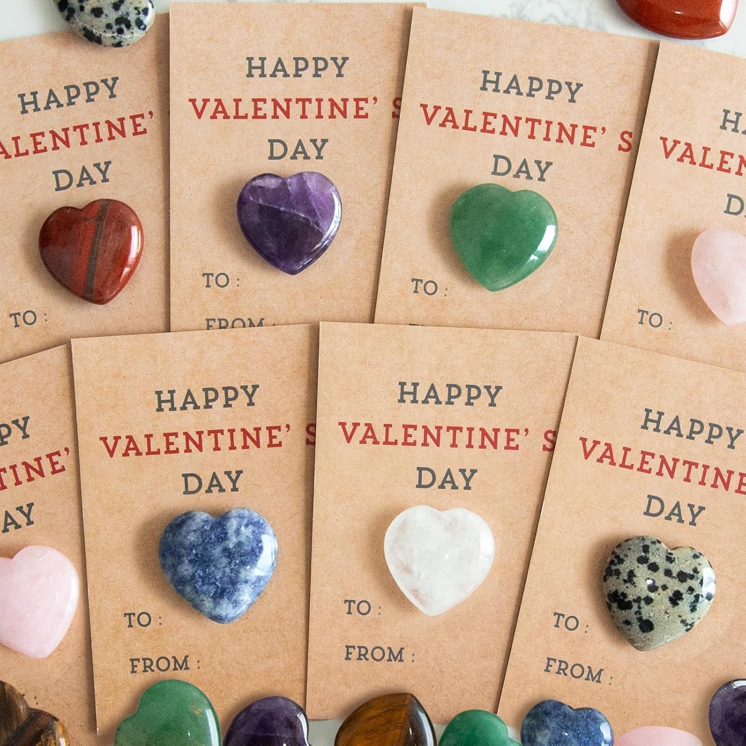 24 Pack Heart-Shaped Gem Valentine Cards