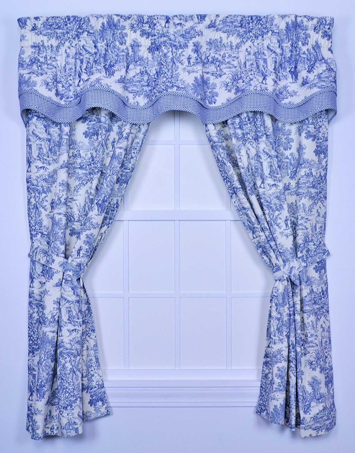 Victoria Park Toile Blue Valence Curtain
