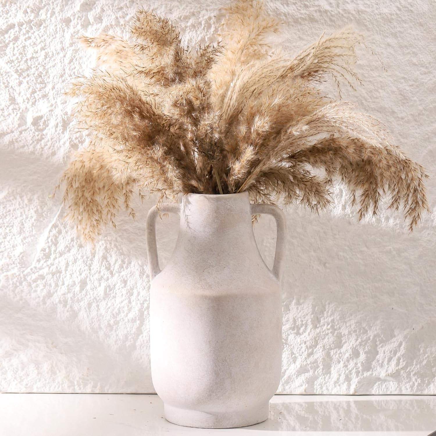 MittDitt Ceramic Flower Vase with Handles 11 Inch Tall
