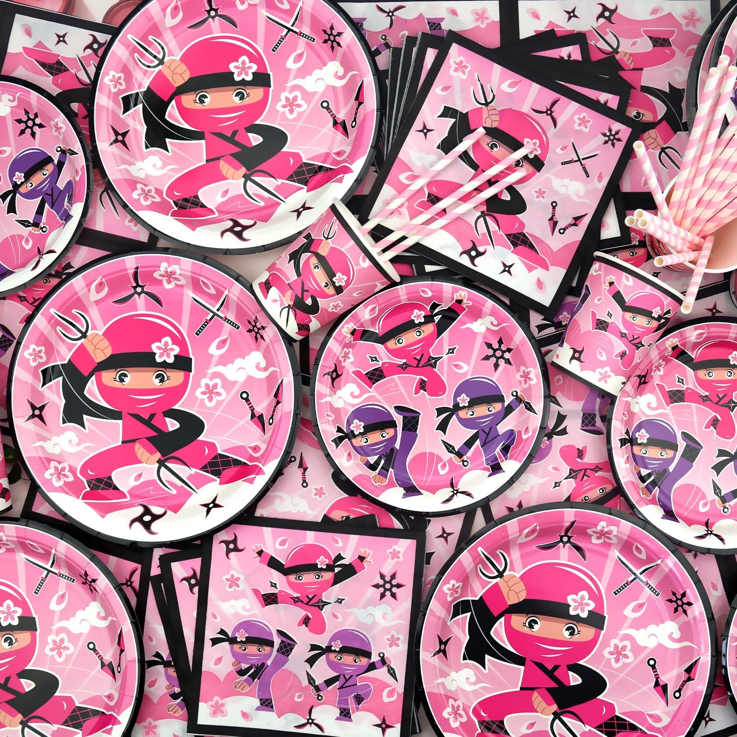 Ninja Girl Party Platters Set of 20