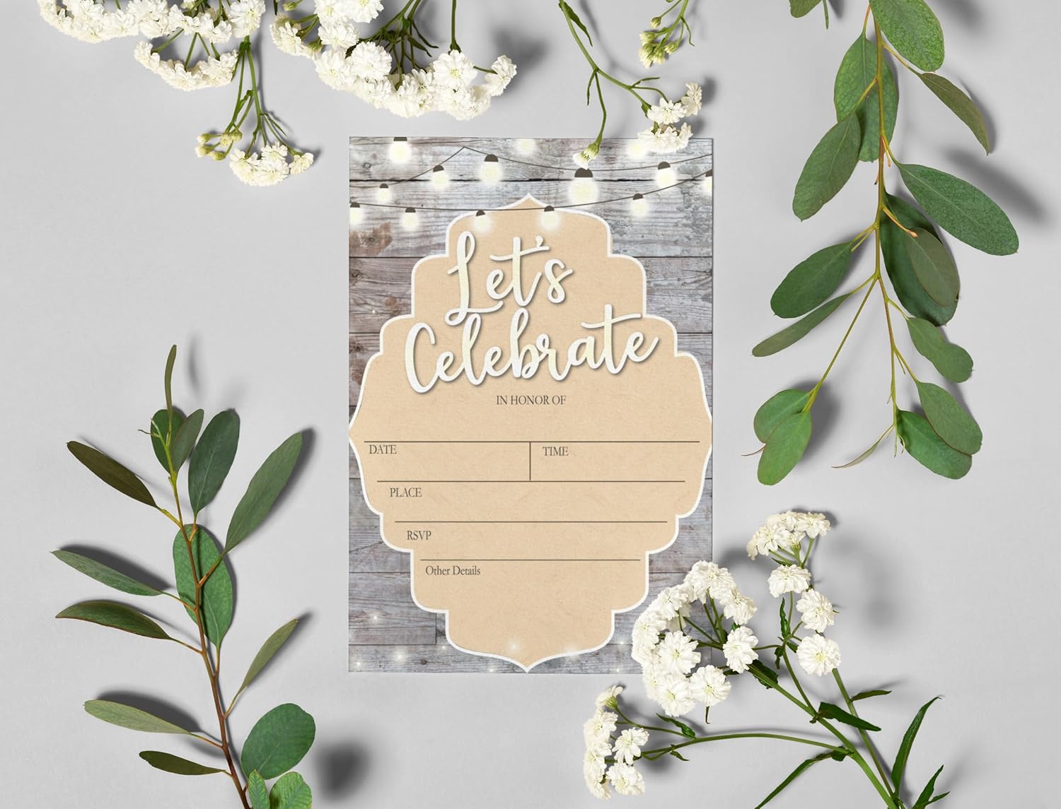 Stonehouse Collection Rustic Party Invites Set of 25