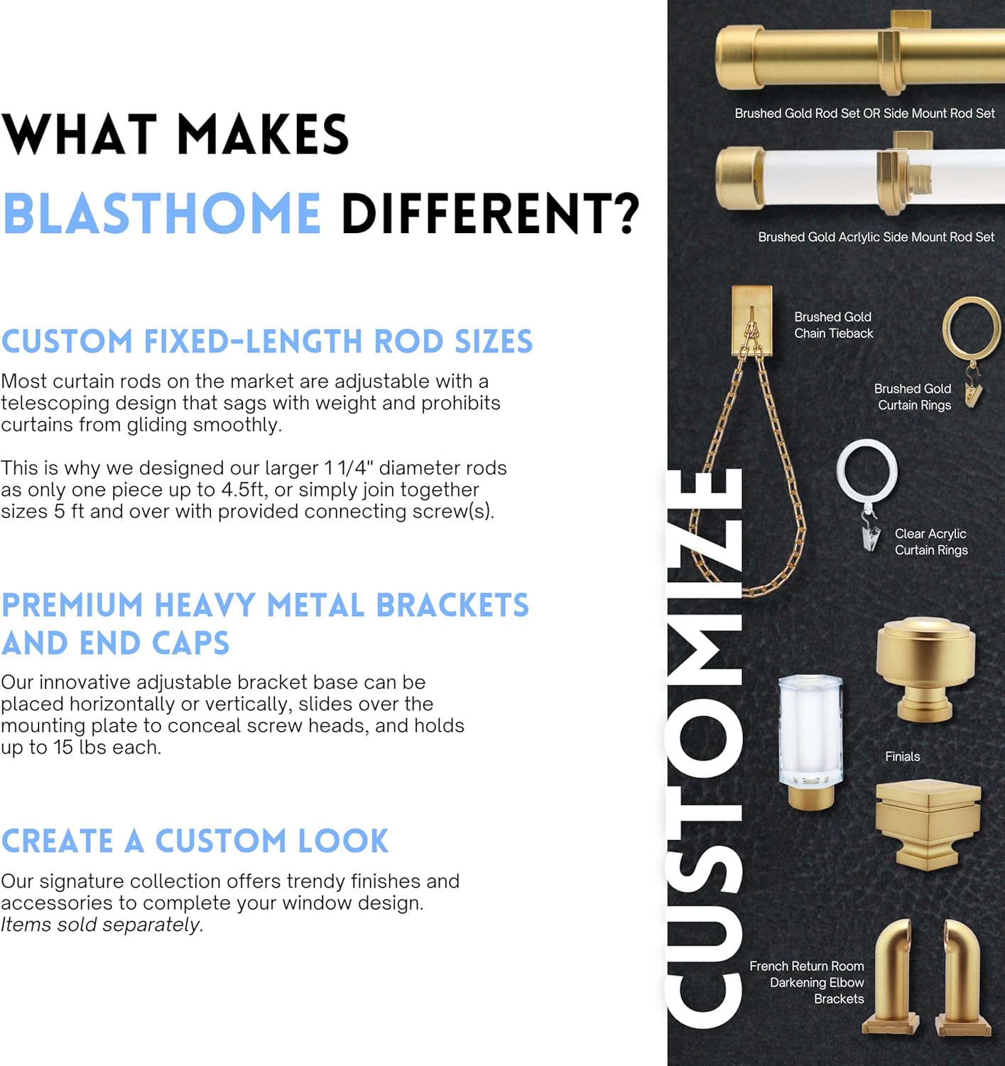 BlastHome Luxury Layers Knob Finials - Brushed Gold Set of Two