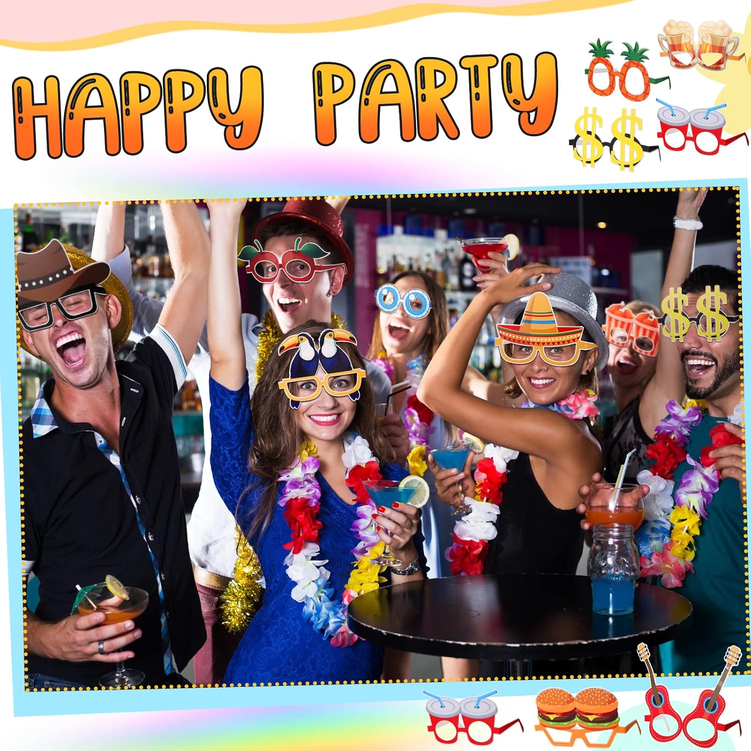 48 Pcs Funny Hawaiian Party Sunglasses