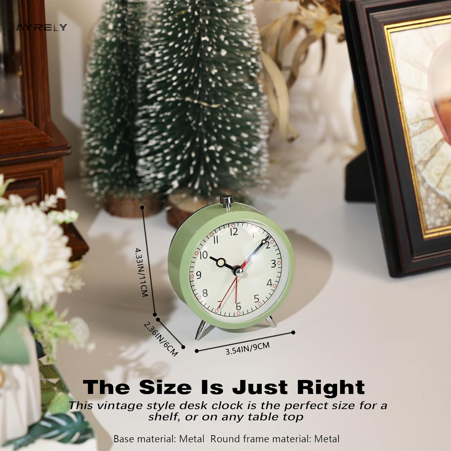 AYRELY 4 Inch Loud Analog Alarm Clock with Retro Design
