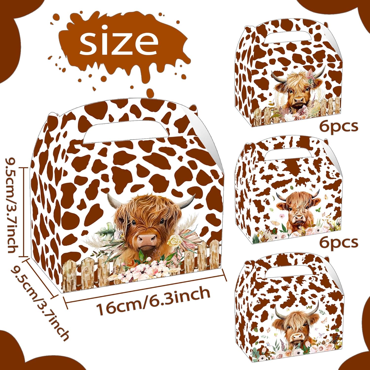 JeVenis 12 Piece Highland Cow Party Favor Set