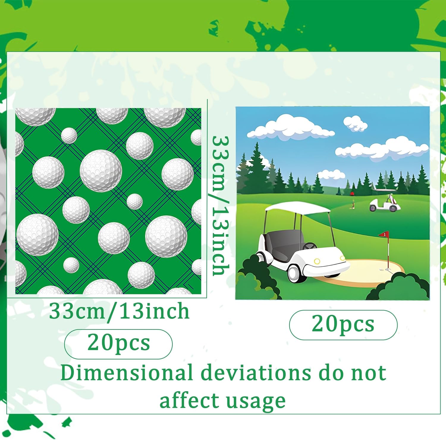 Golf Themed Paper Napkins Set for Parties