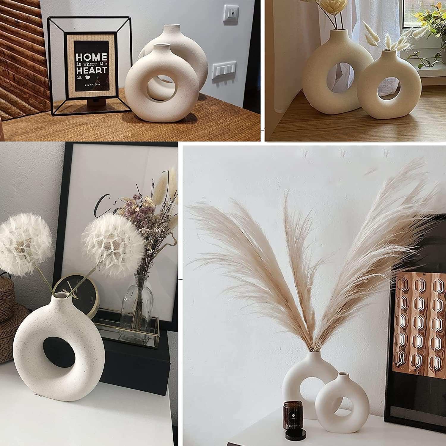 White Ceramic Vases 2 Pack Modern Home Decor