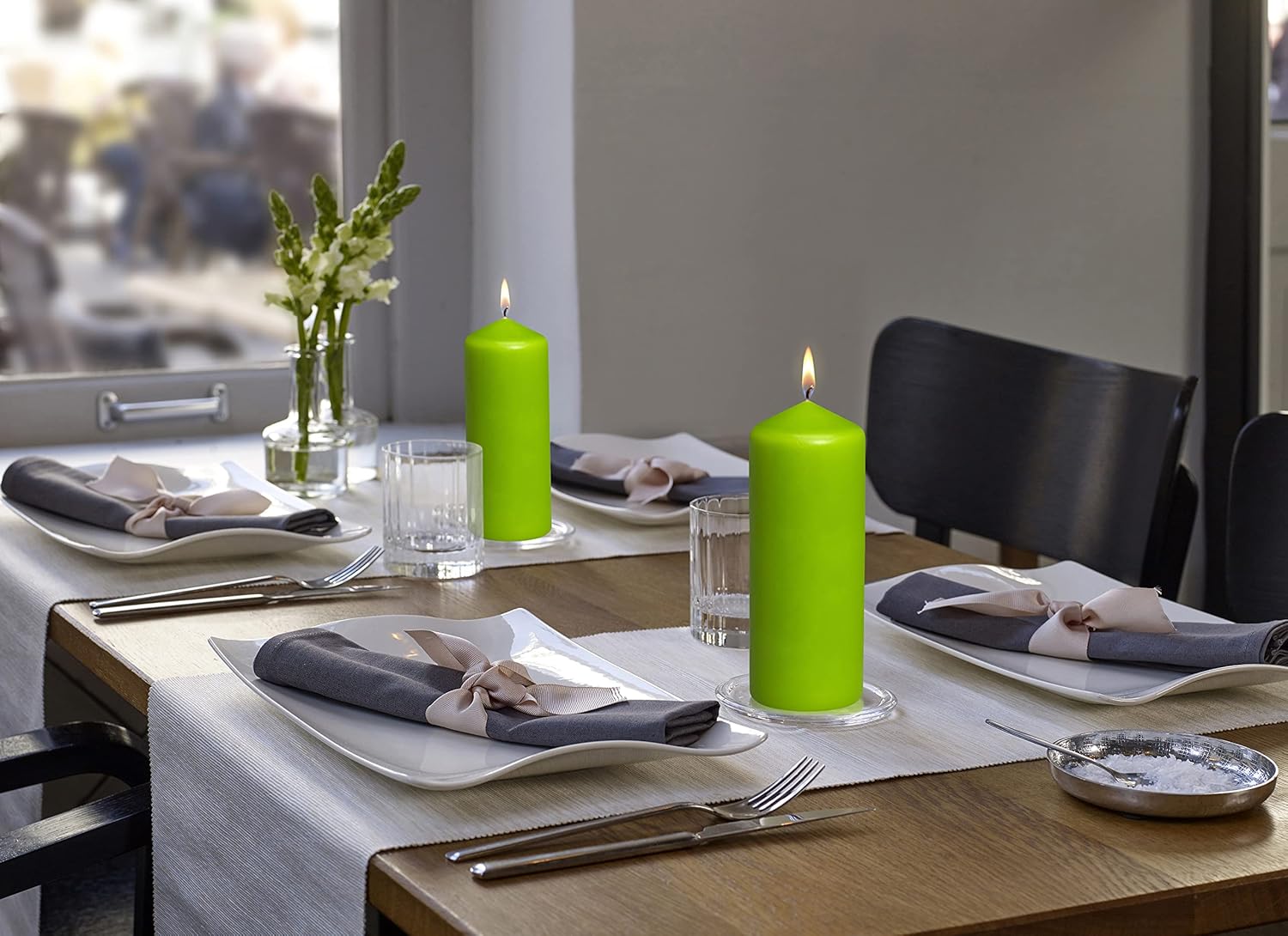 BOLSIUS 10 Unscented Lime Green Pillar Candles