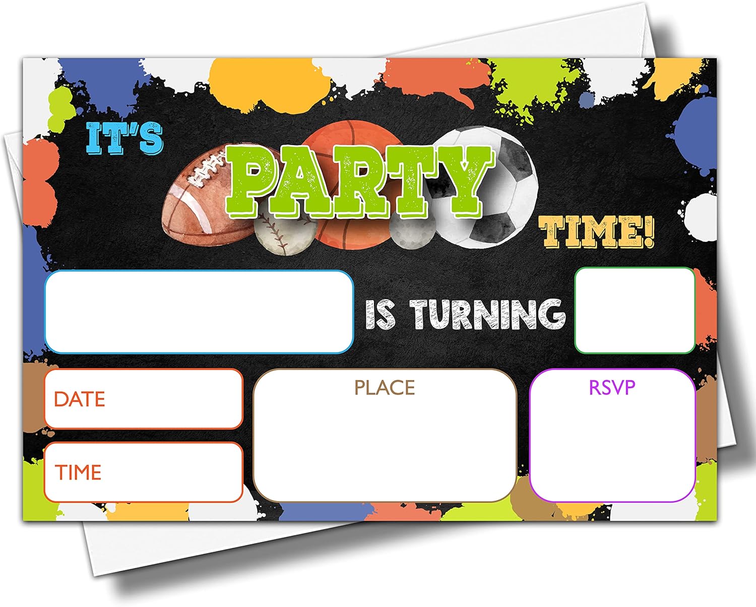 YSTEP Sports Birthday Party Invites 4x6 20-Pack with Envelopes