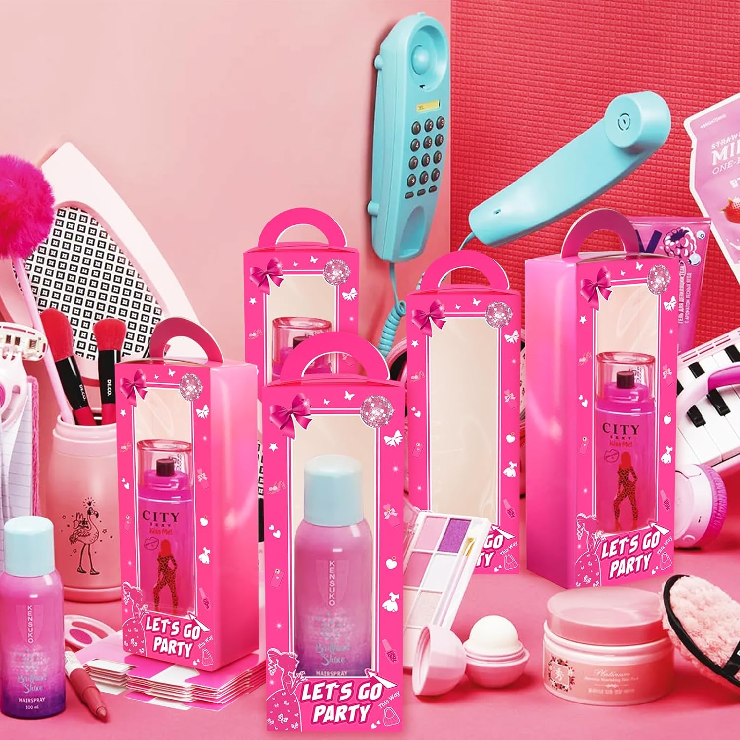 18 Pcs Hot Pink Girl Party Favor Boxes