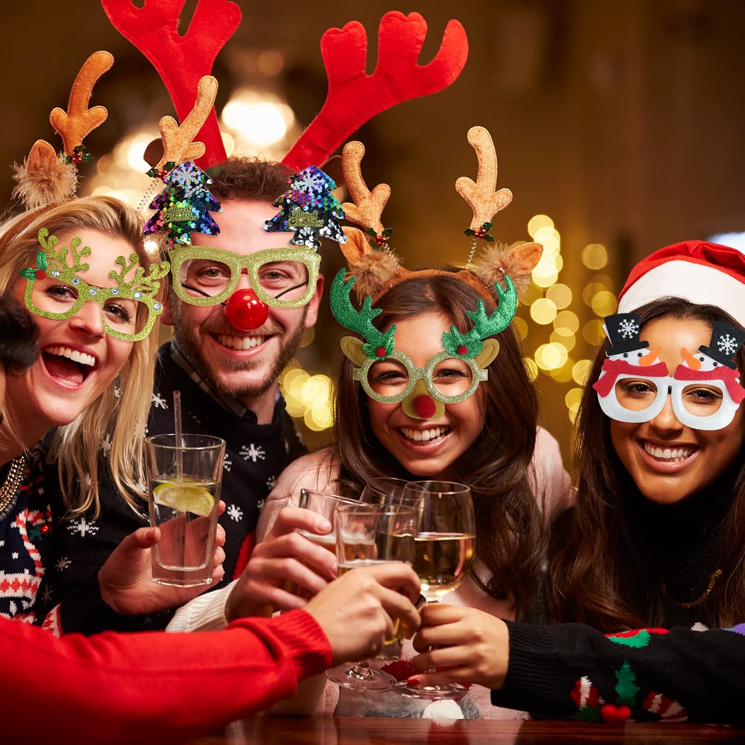 Sparkle Christmas Glasses for Kids Adults