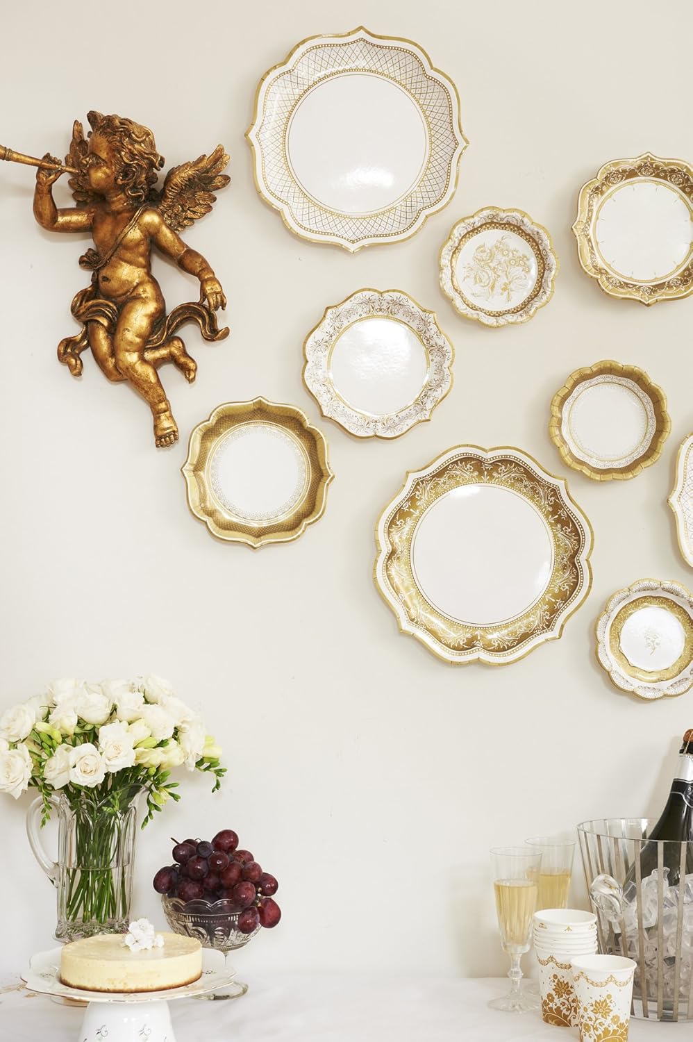 Pack of 12 - 8 Inch Gold Paper Plates for Parties