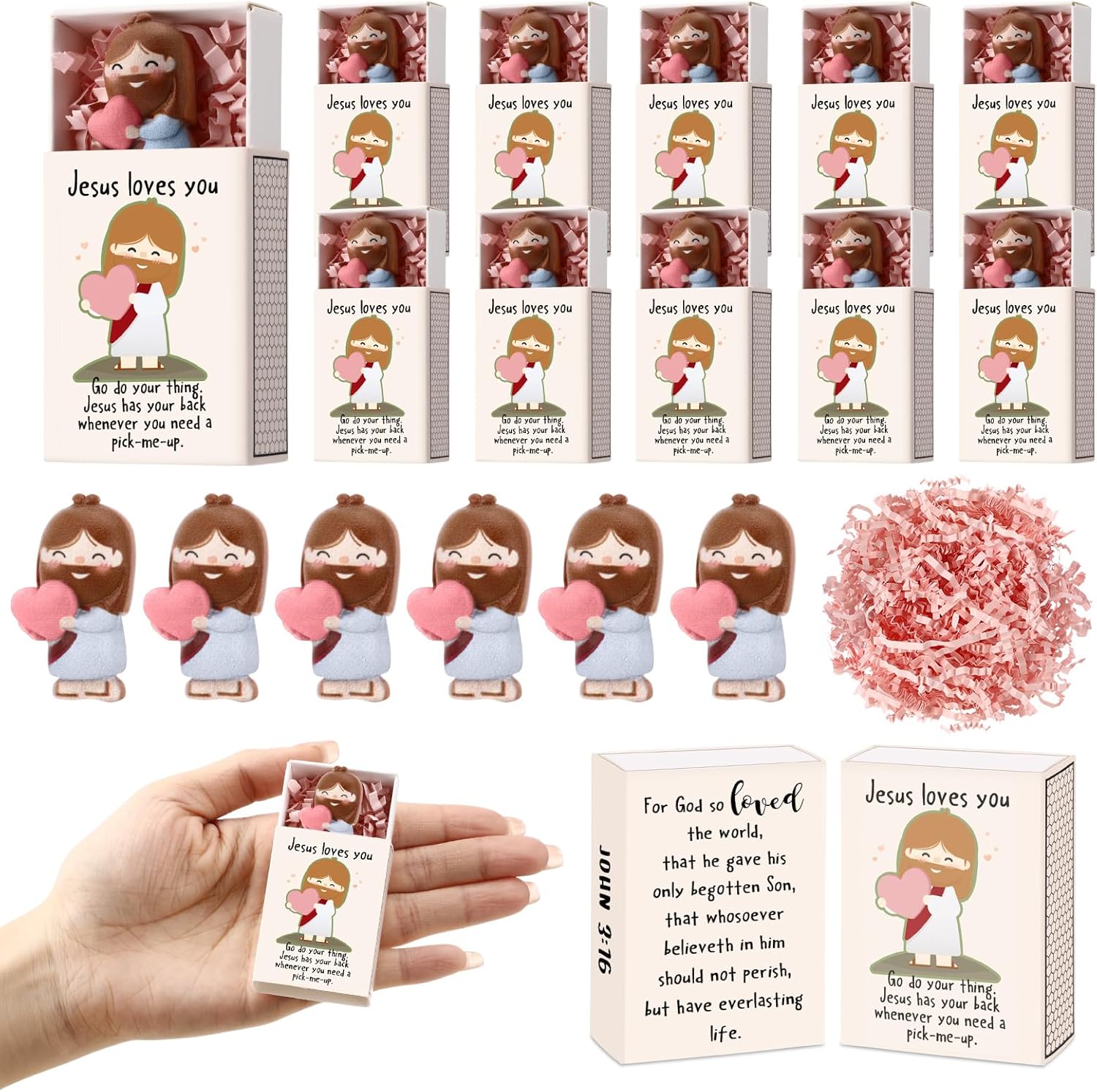 Wettarn Mini Jesus Figurines with Storage Box