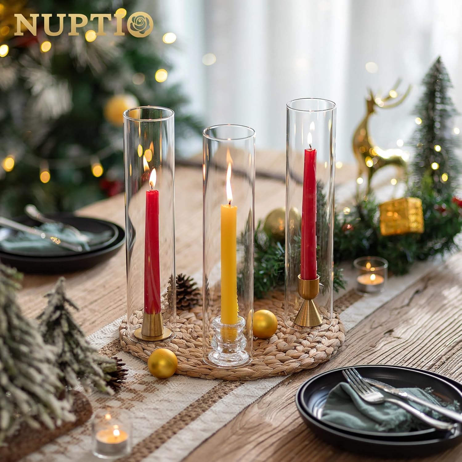 NUPTIO Hurricane Glass Candle Holder Sleeve