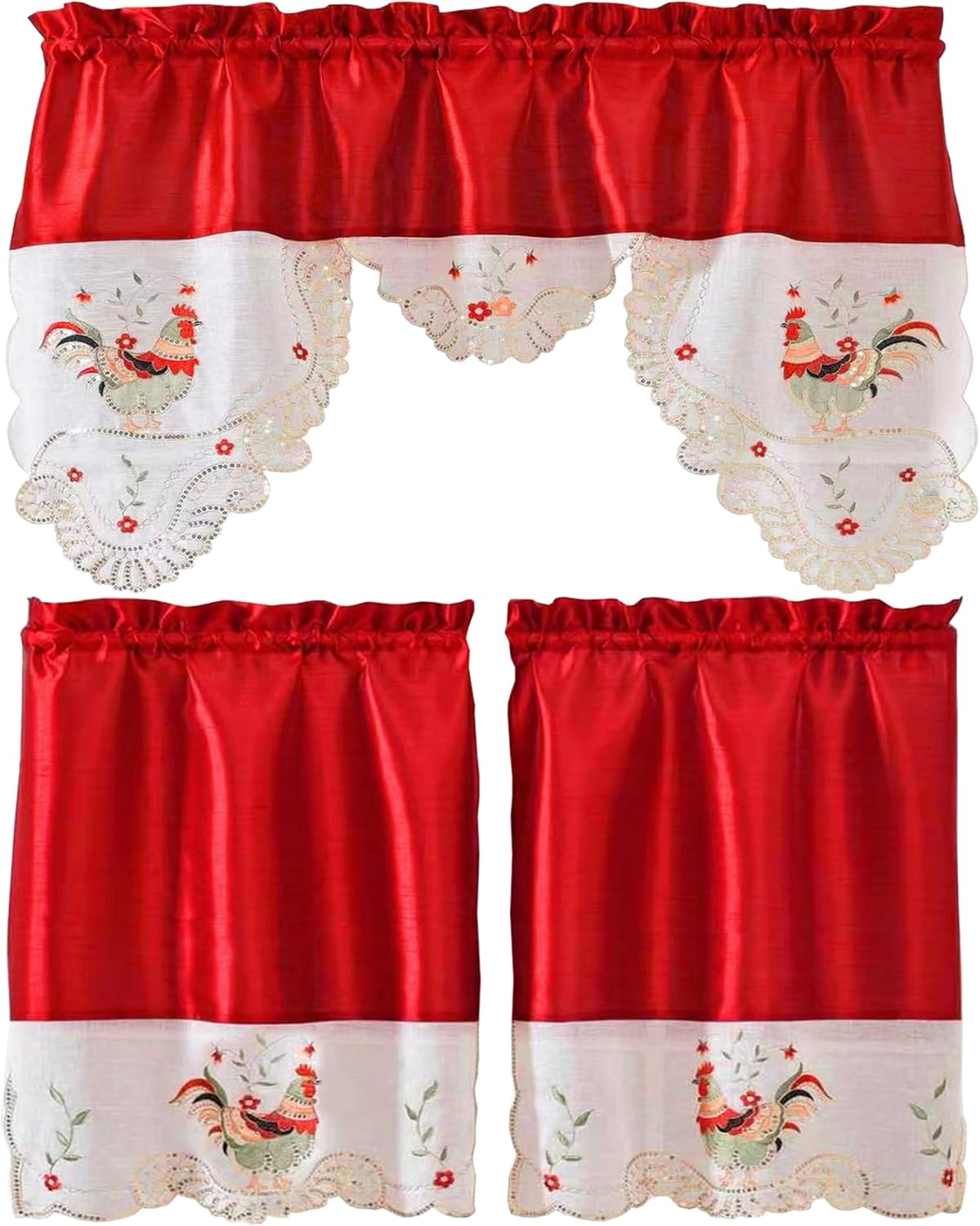 Beatrice Home 3pc Kitchen Curtain Set with Valance and Tiers
