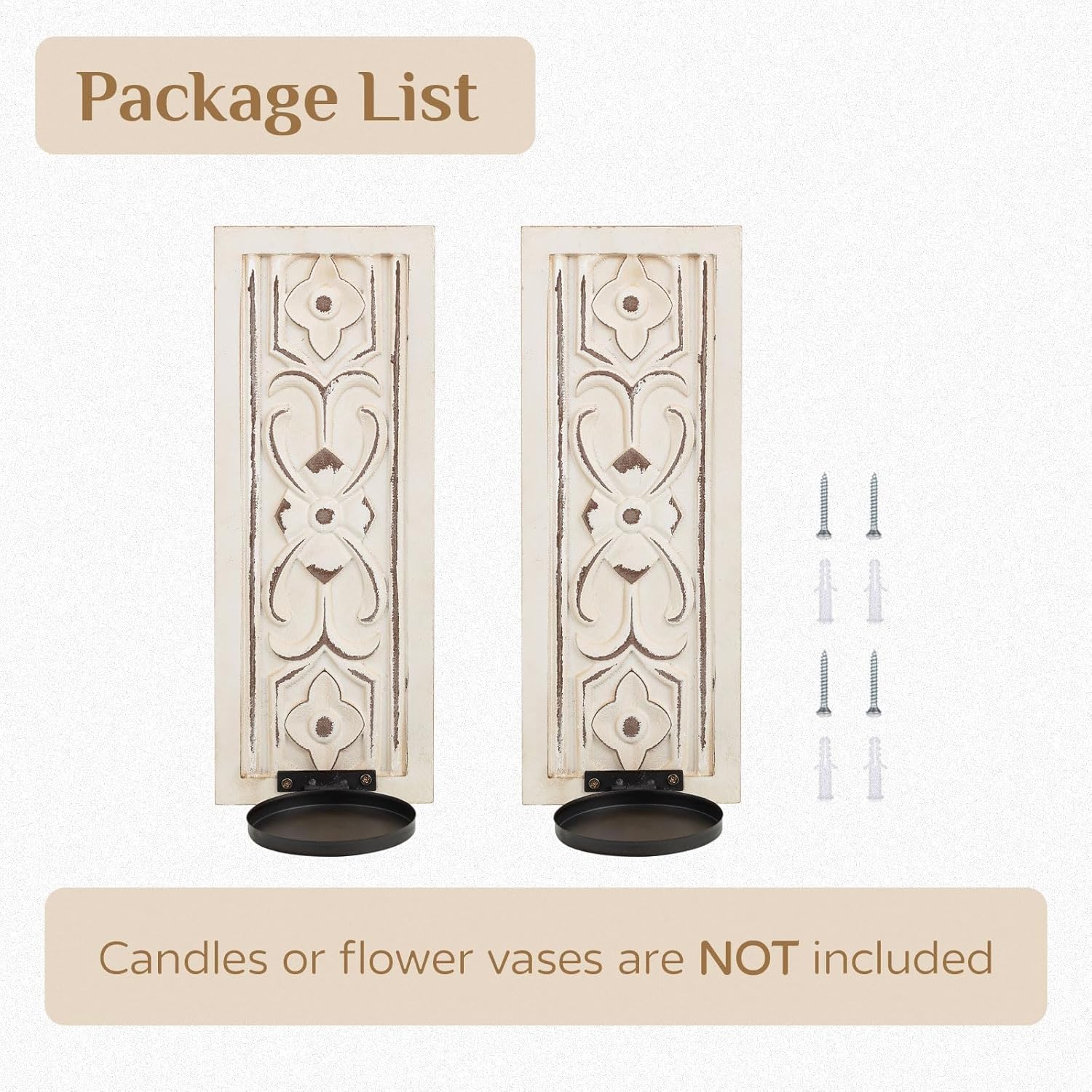 Walasis Rustic Candle Sconces Wall Decor Set of 2