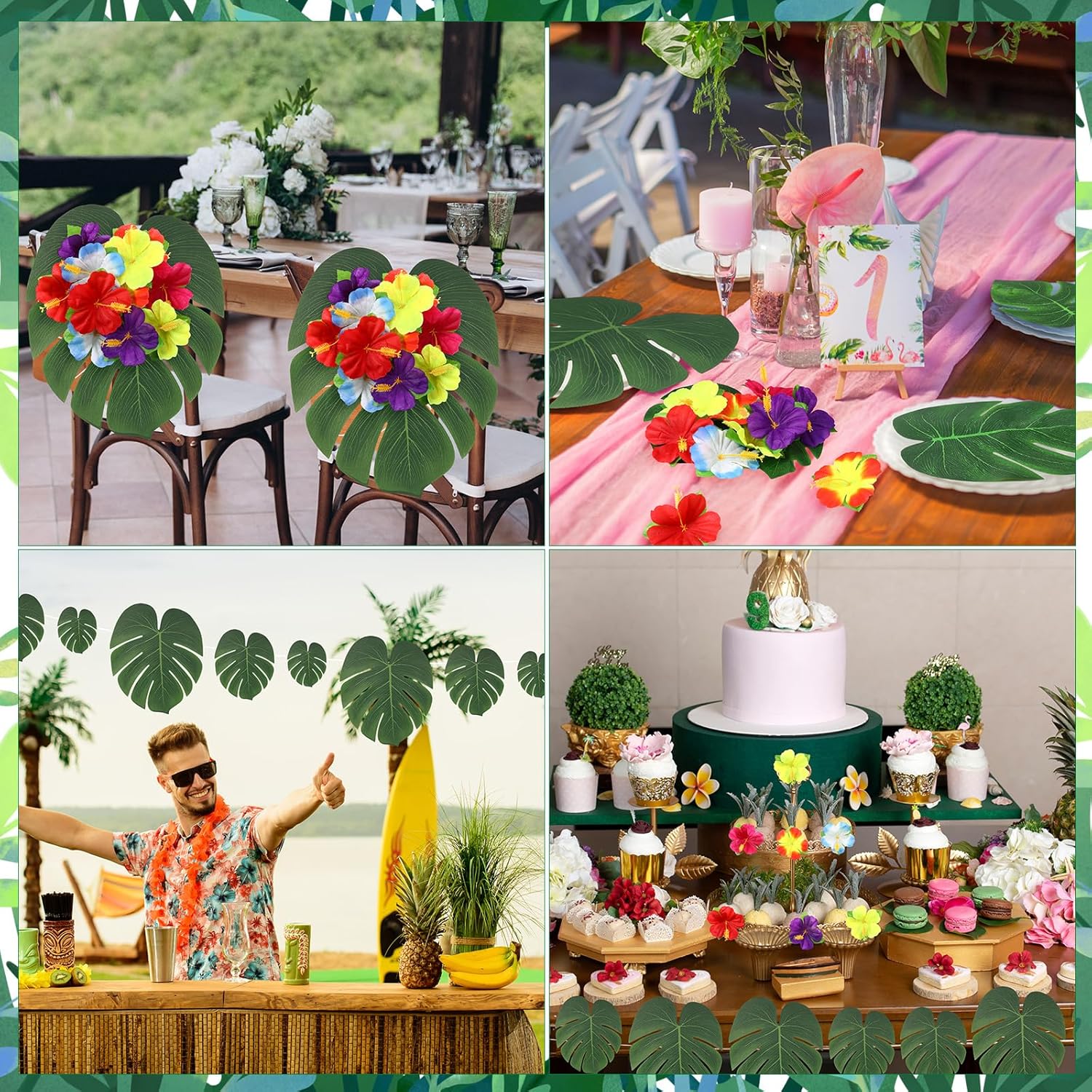 Blosssound 114 Pcs Hawaiian Luau Party Decorations Set