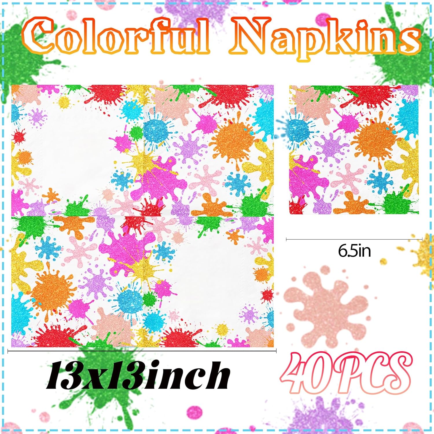 Art Paint Napkins 40Pcs Birthday Party Decorations