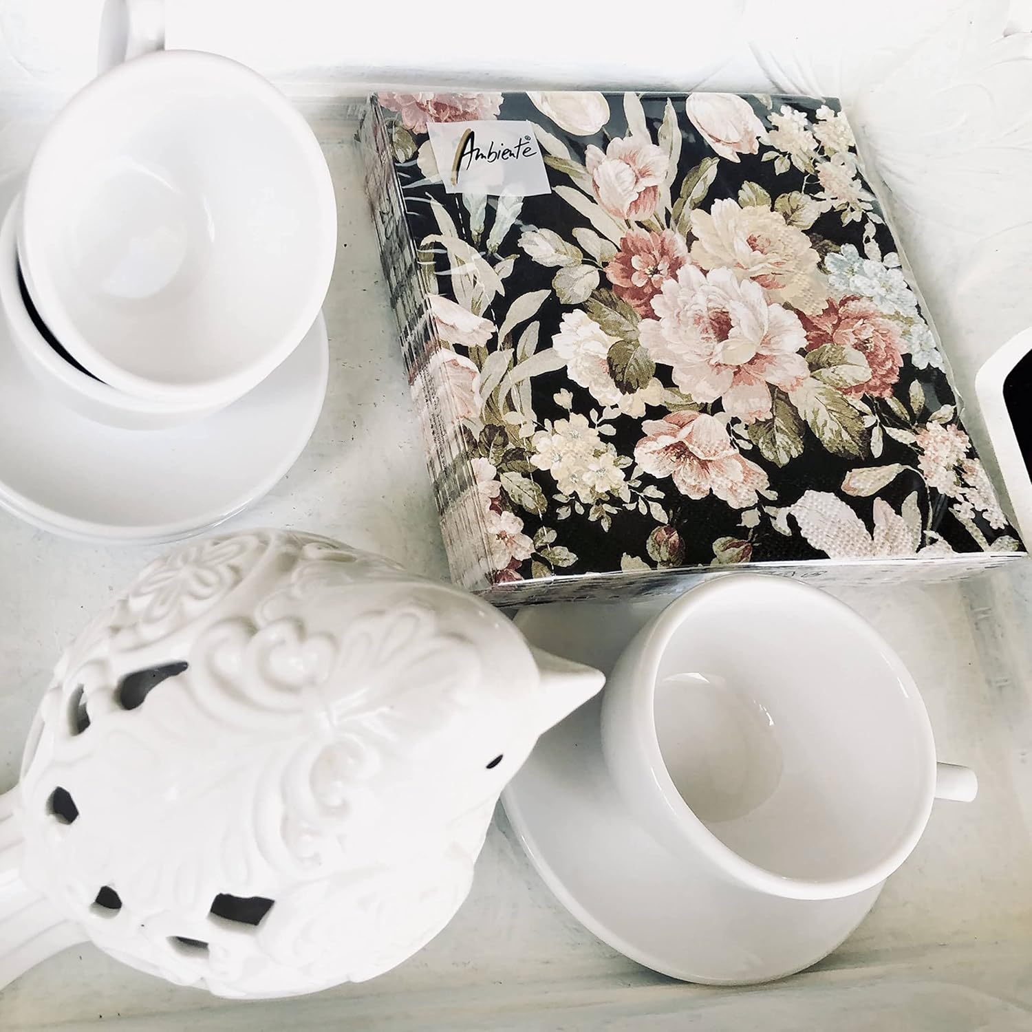 20-Count 65x65 Black Rose Napkins for Decoupage