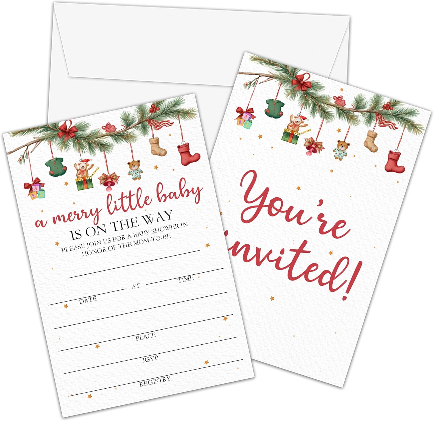 Winter Baby Shower Invitations for Boy Girl 25 with Envelopes